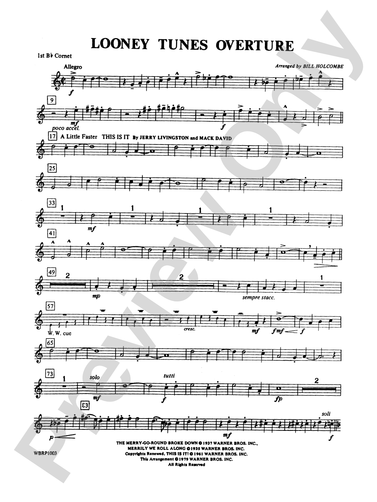 Looney Tunes Overture: 1st B-flat Cornet