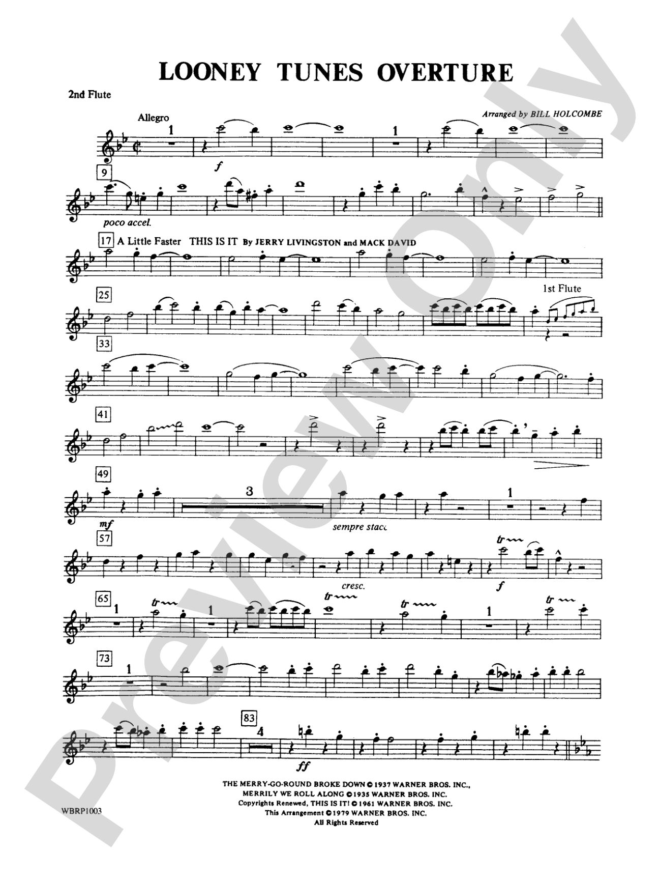 Looney Tunes Overture: 2nd Flute