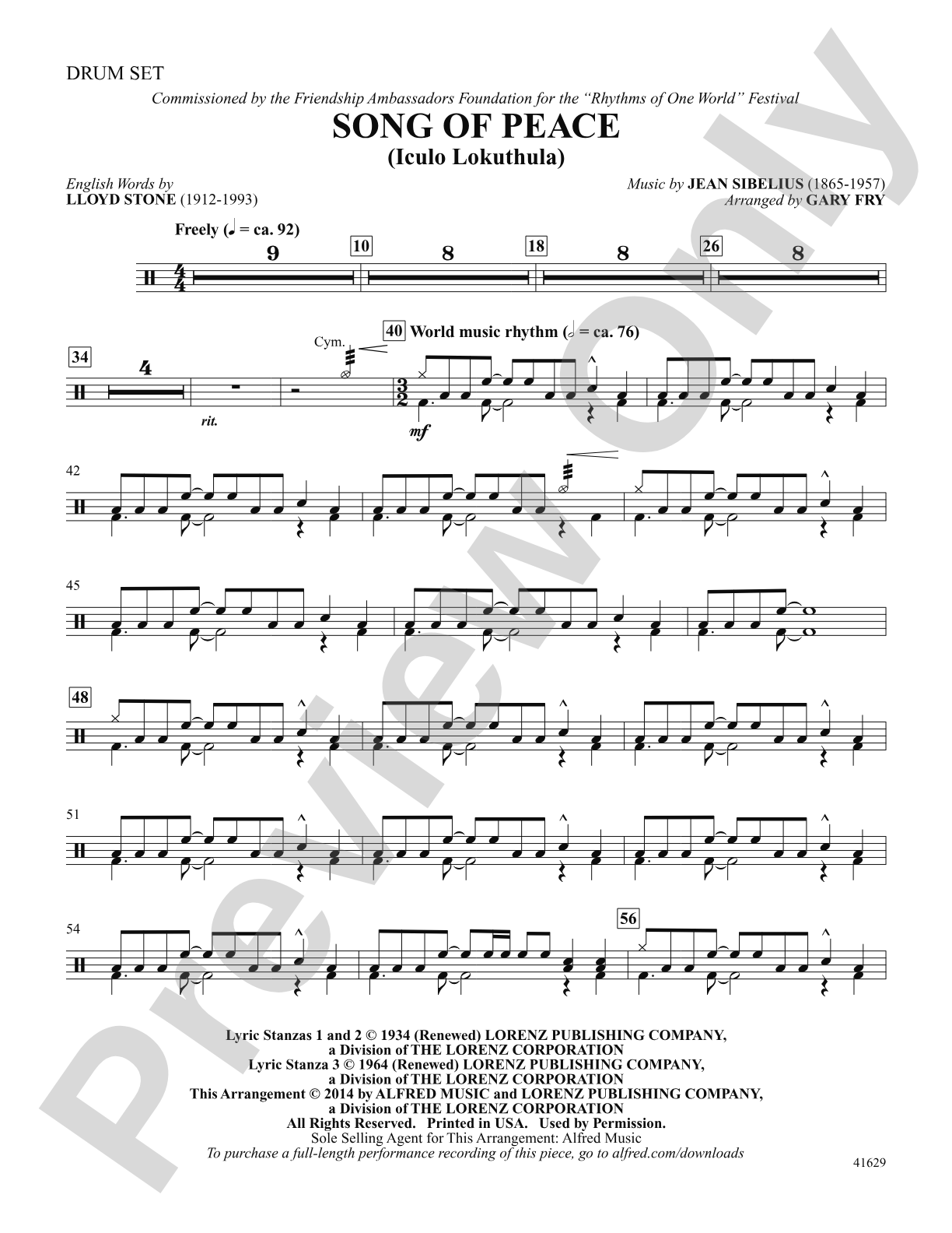 Song of Peace: Drums: Choral SoundPax