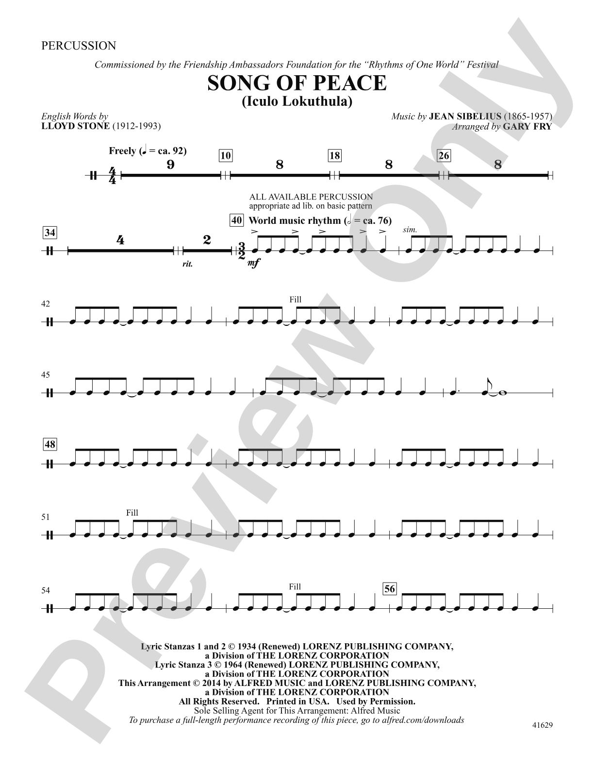 Song of Peace: Percussion: Choral SoundPax