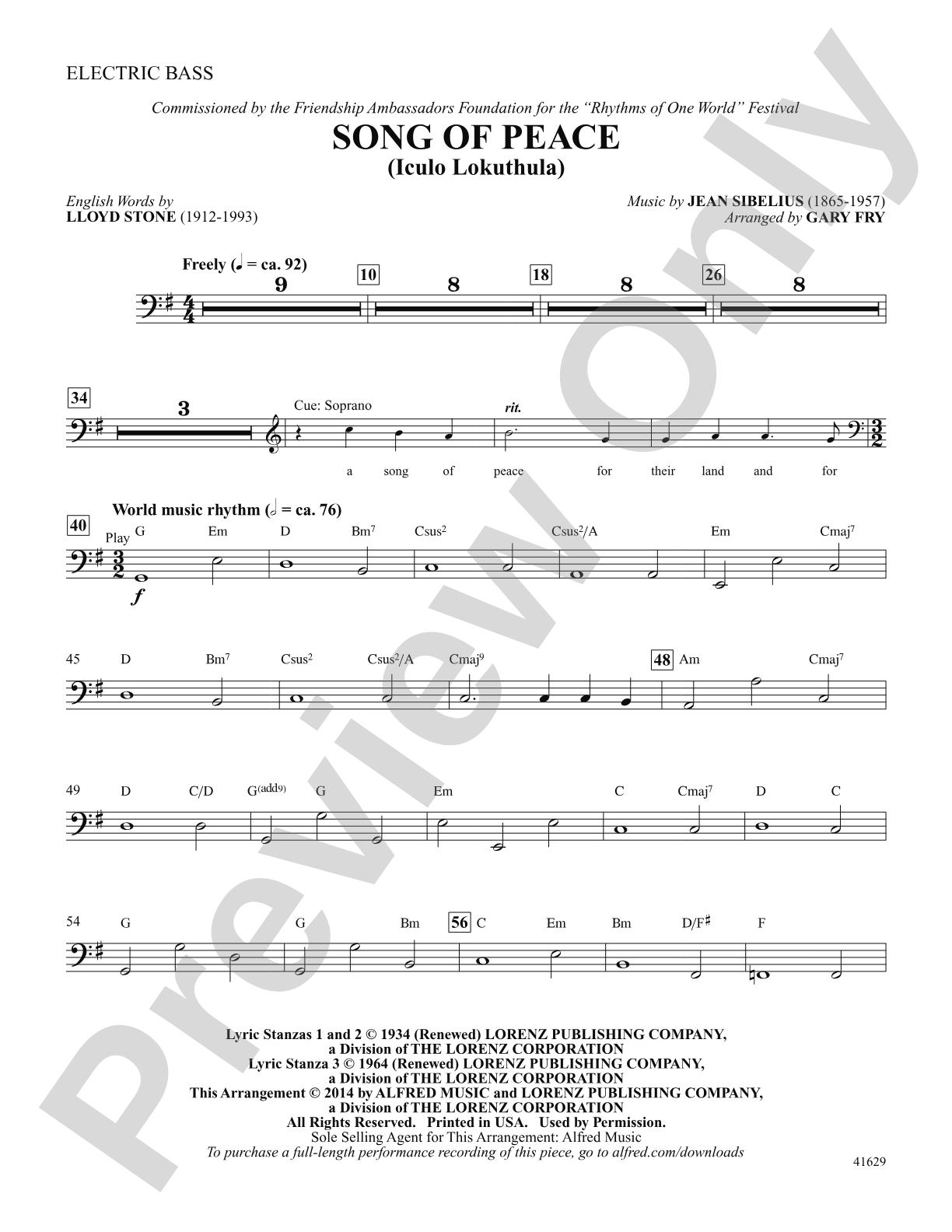 Song of Peace: Bass: Choral SoundPax