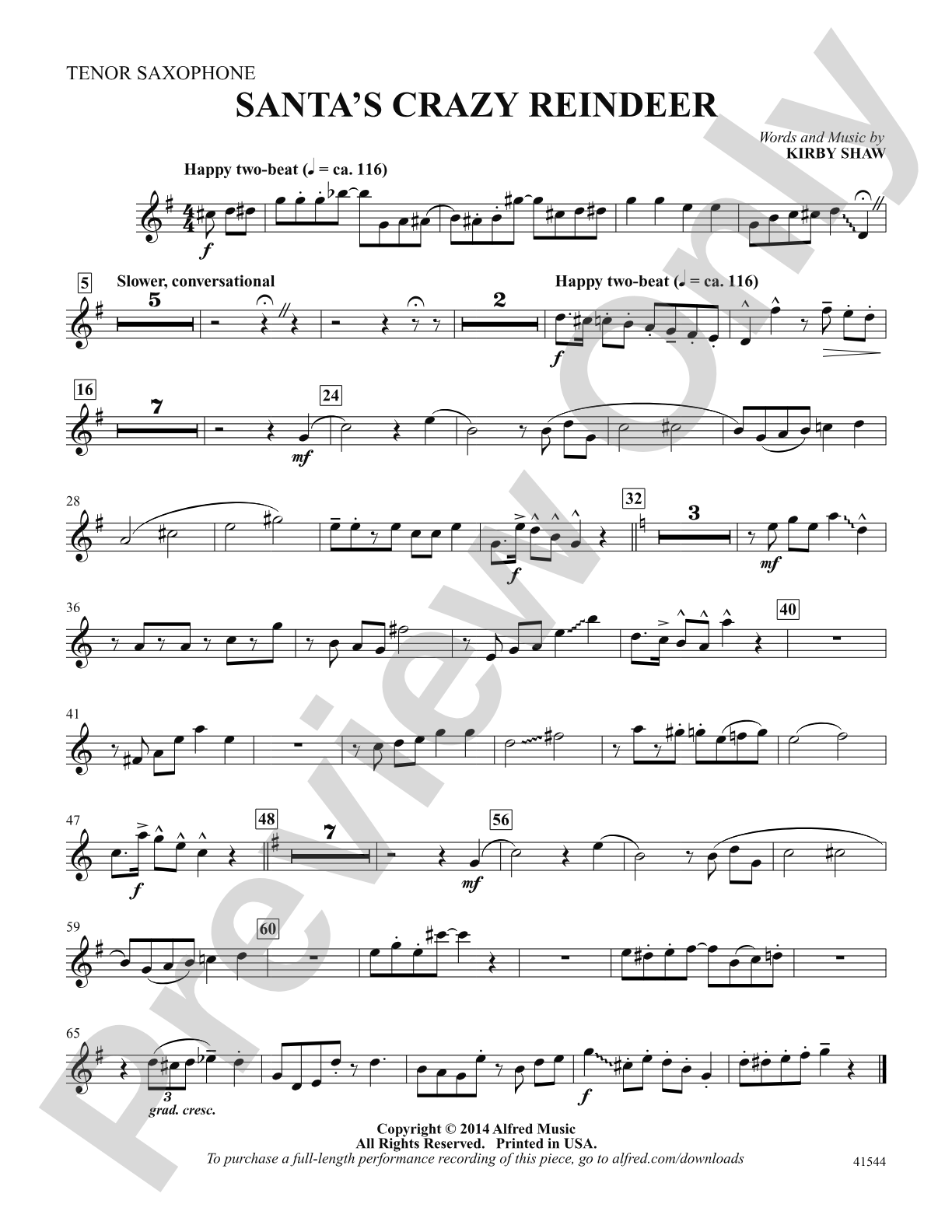 Santa's Crazy Reindeer: Tenor Saxophone: Choral SoundPax