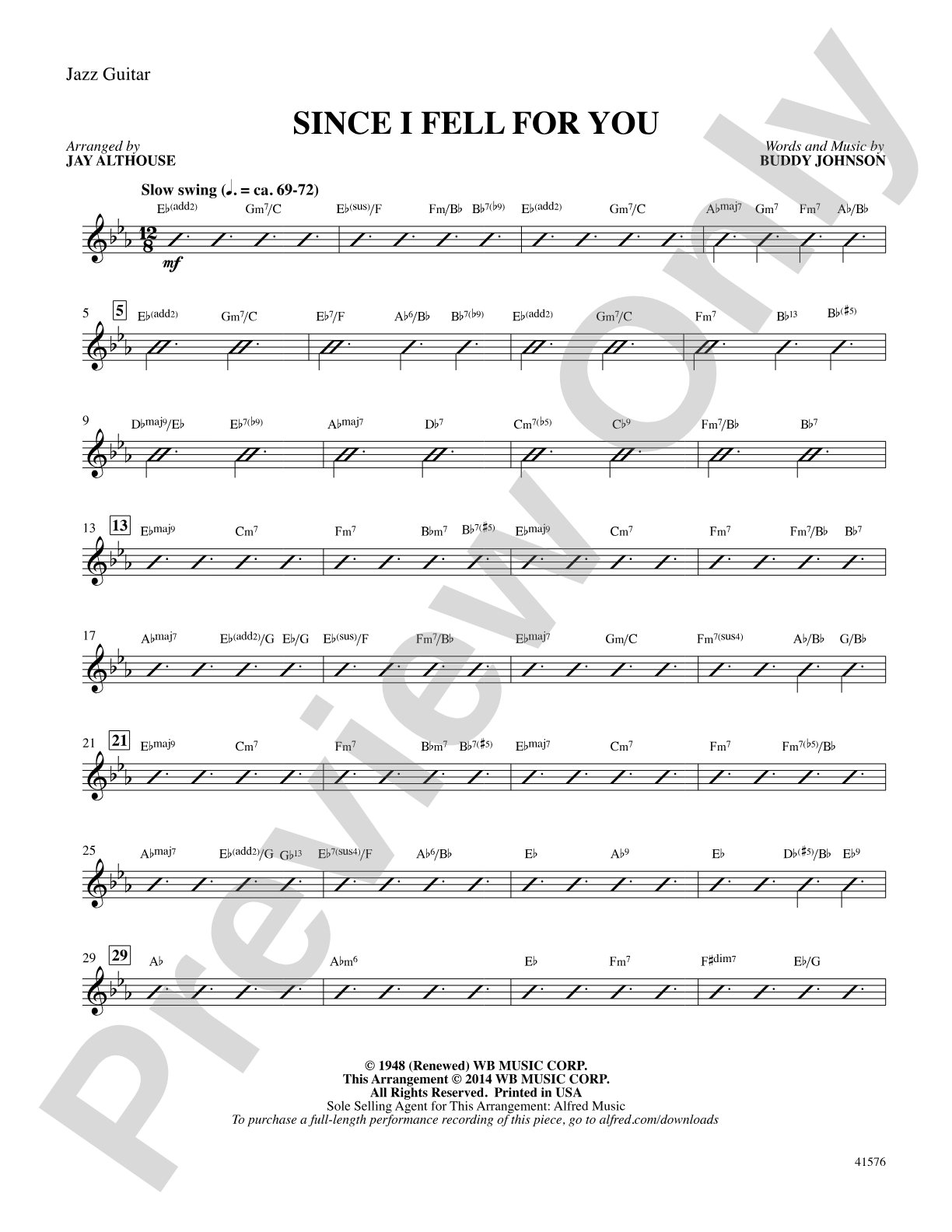 Since I Fell For You: Jazz Guitar: Choral SoundPax