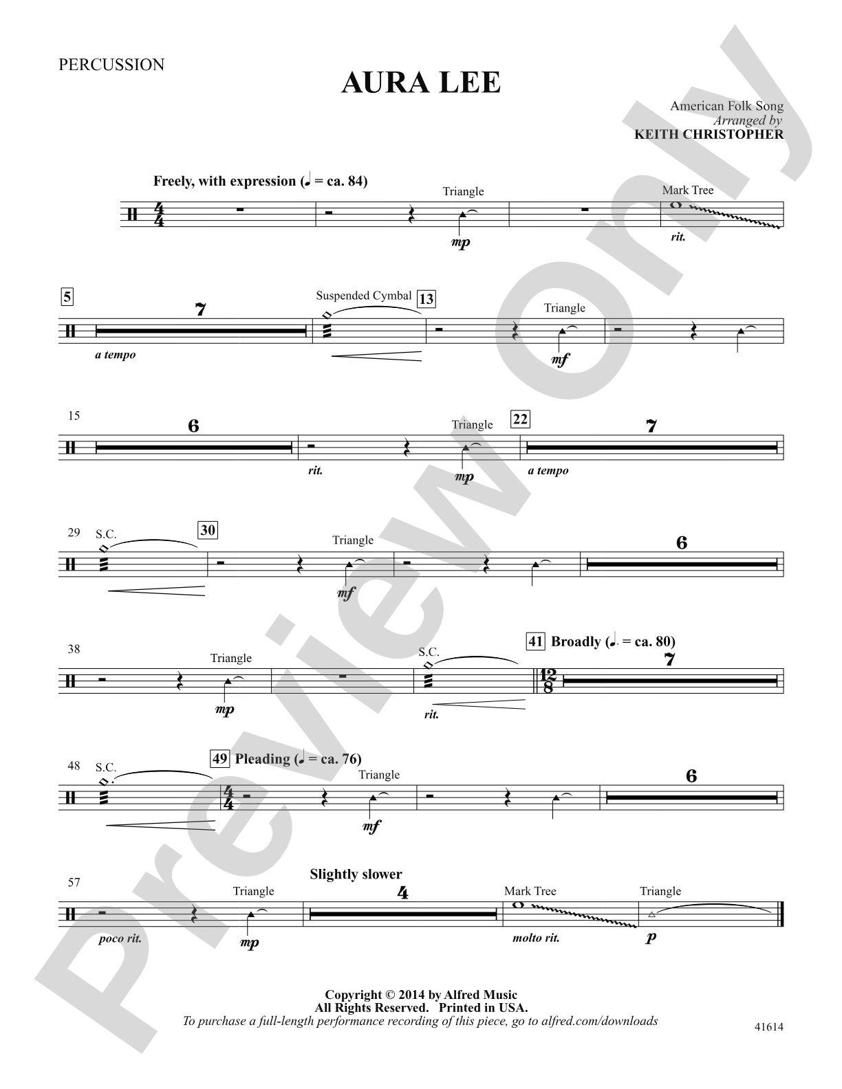 Aura Lee: Percussion: Choral SoundPax