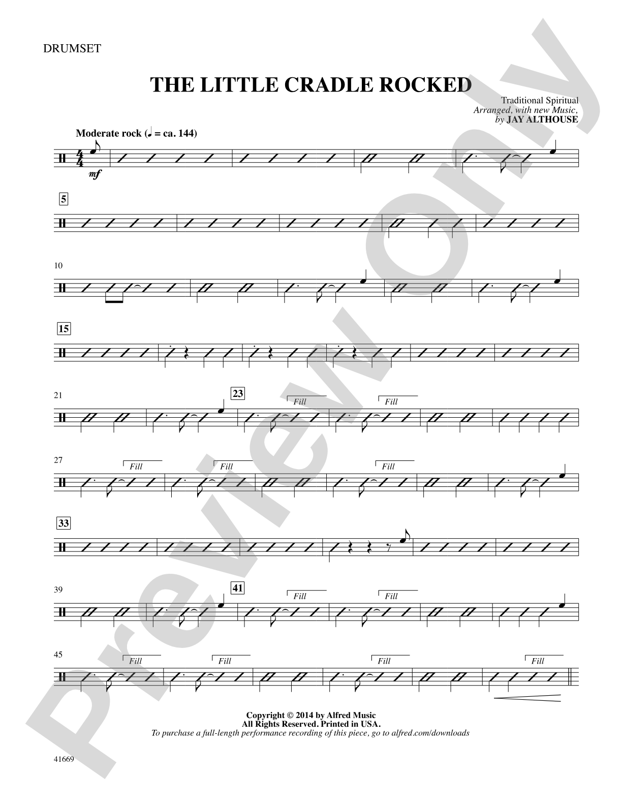 The Little Cradle Rocked: Drumset: Choral SoundPax