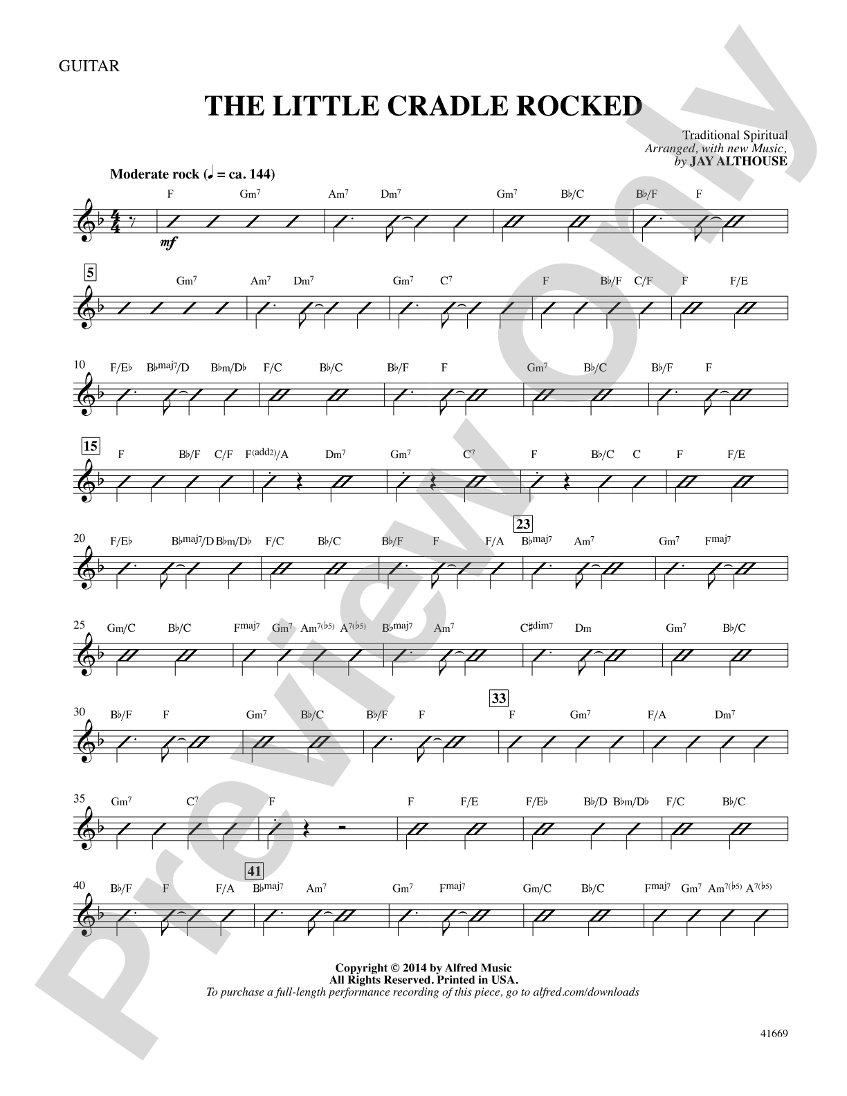 The Little Cradle Rocked: Guitar: Choral SoundPax