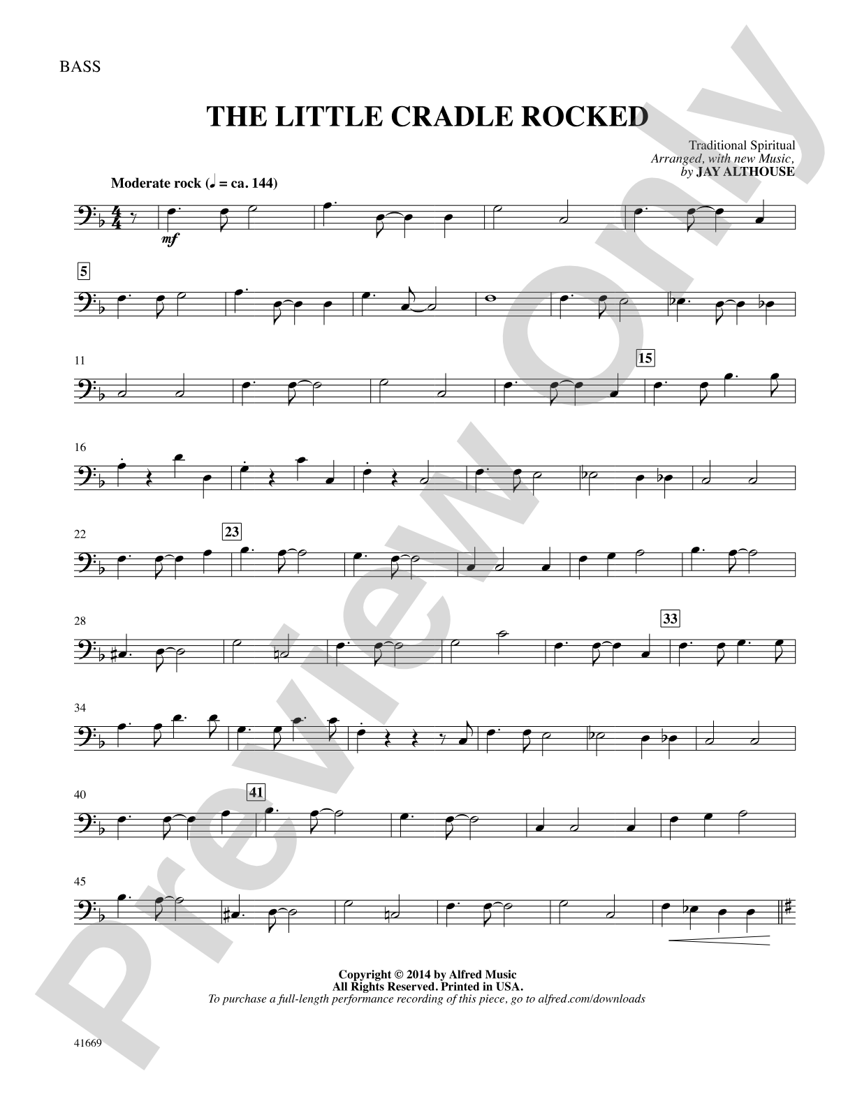 The Little Cradle Rocked: Bass: Choral SoundPax