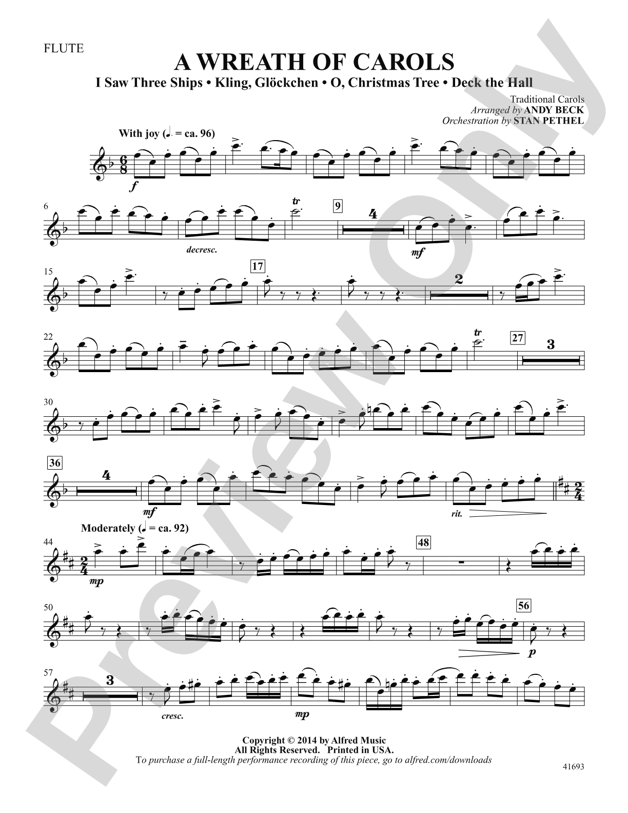 A Wreath of Carols: Flute: Choral SoundPax