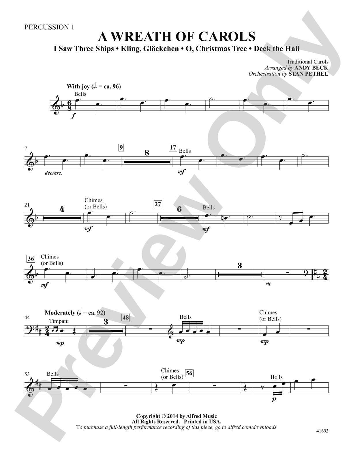 A Wreath of Carols: Percussion 1: Choral SoundPax