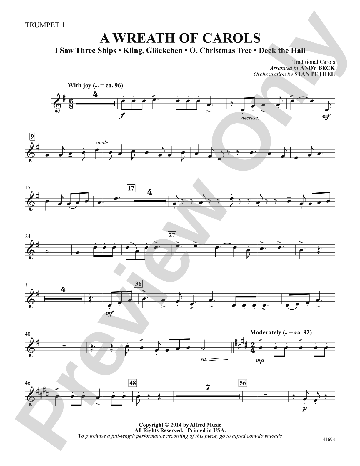 A Wreath of Carols: Trumpet 1: Choral SoundPax