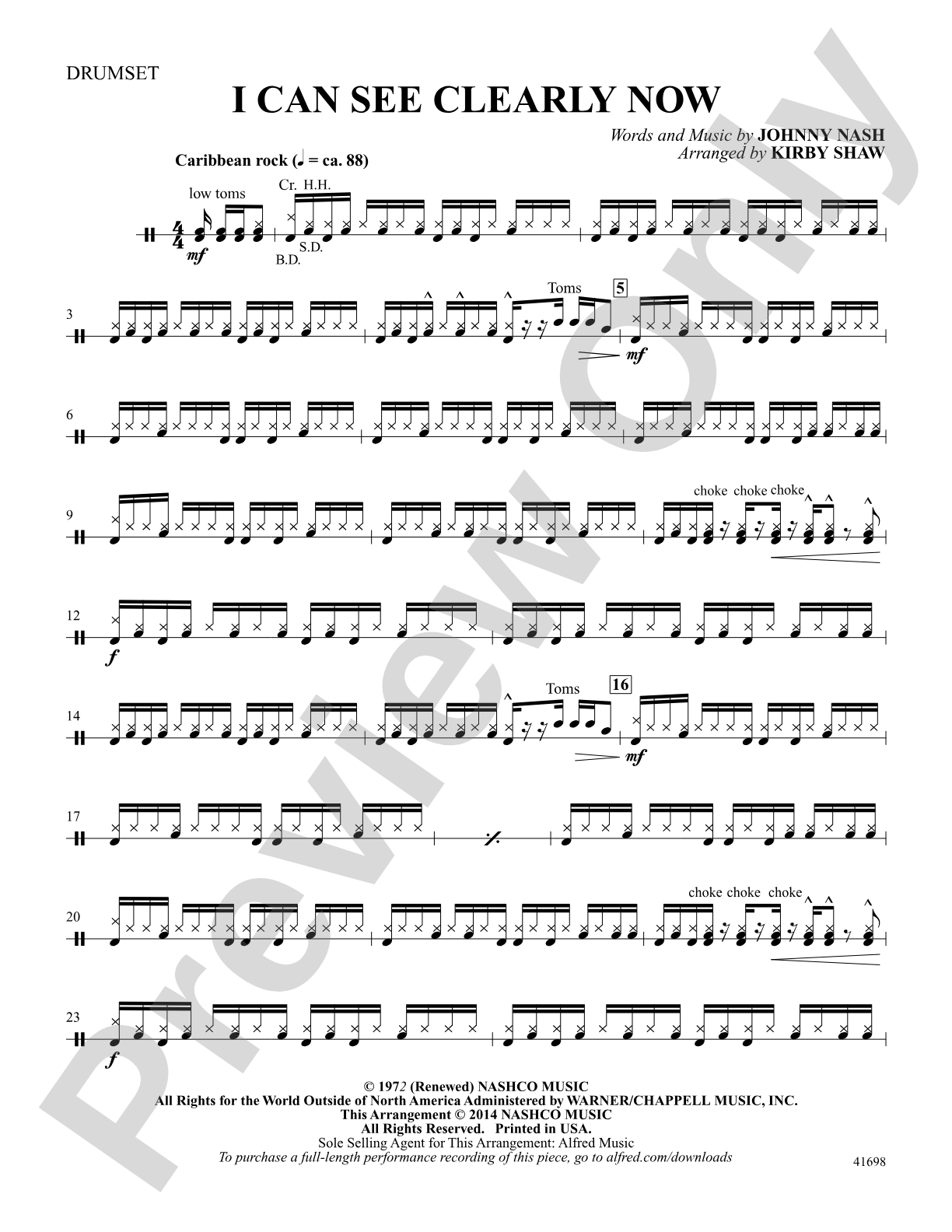 I Can See Clearly Now: Drumset: Choral SoundPax