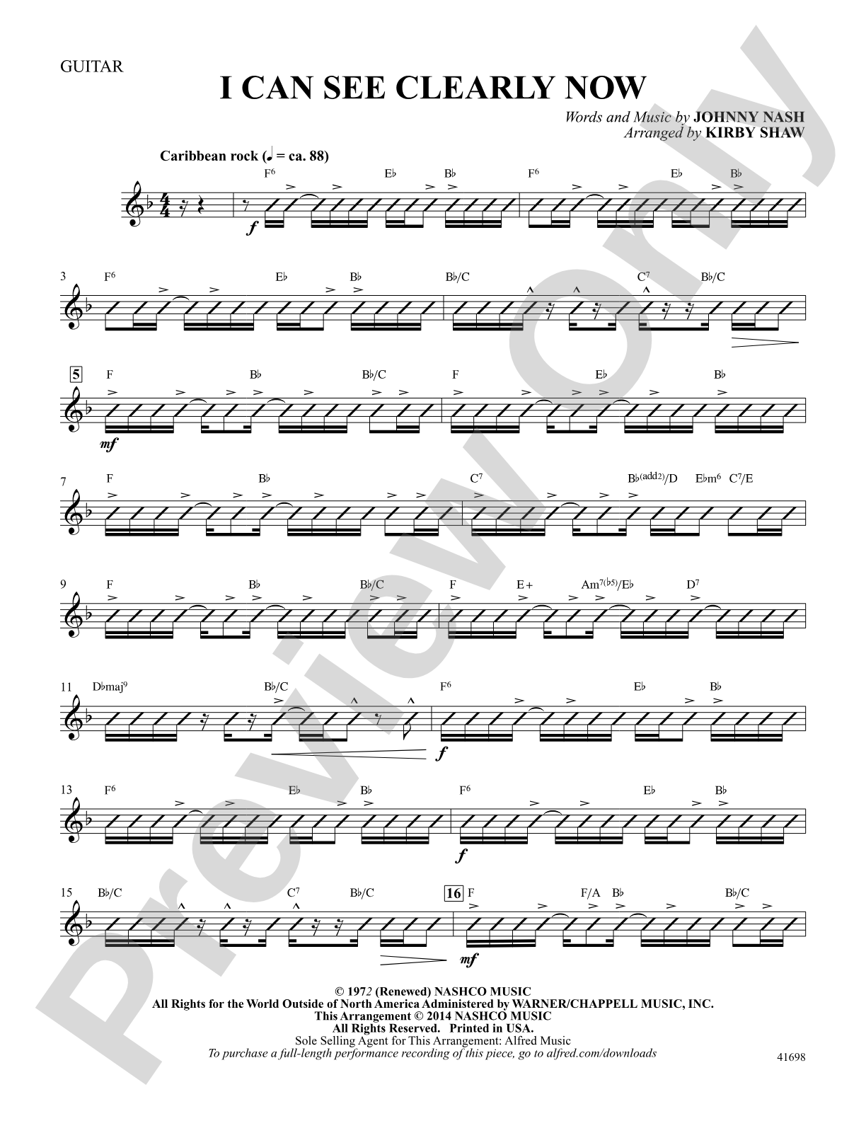I Can See Clearly Now: Guitar: Choral SoundPax