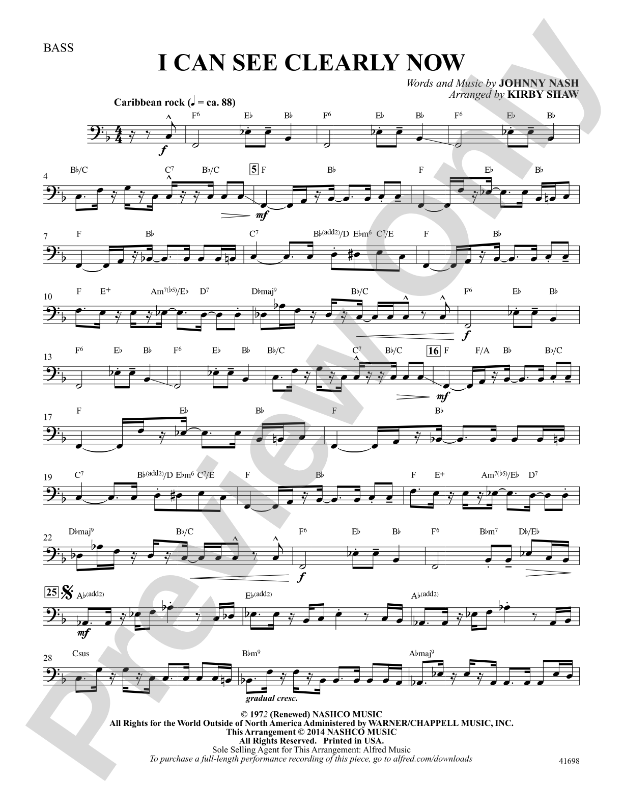 I Can See Clearly Now: Bass: Choral SoundPax