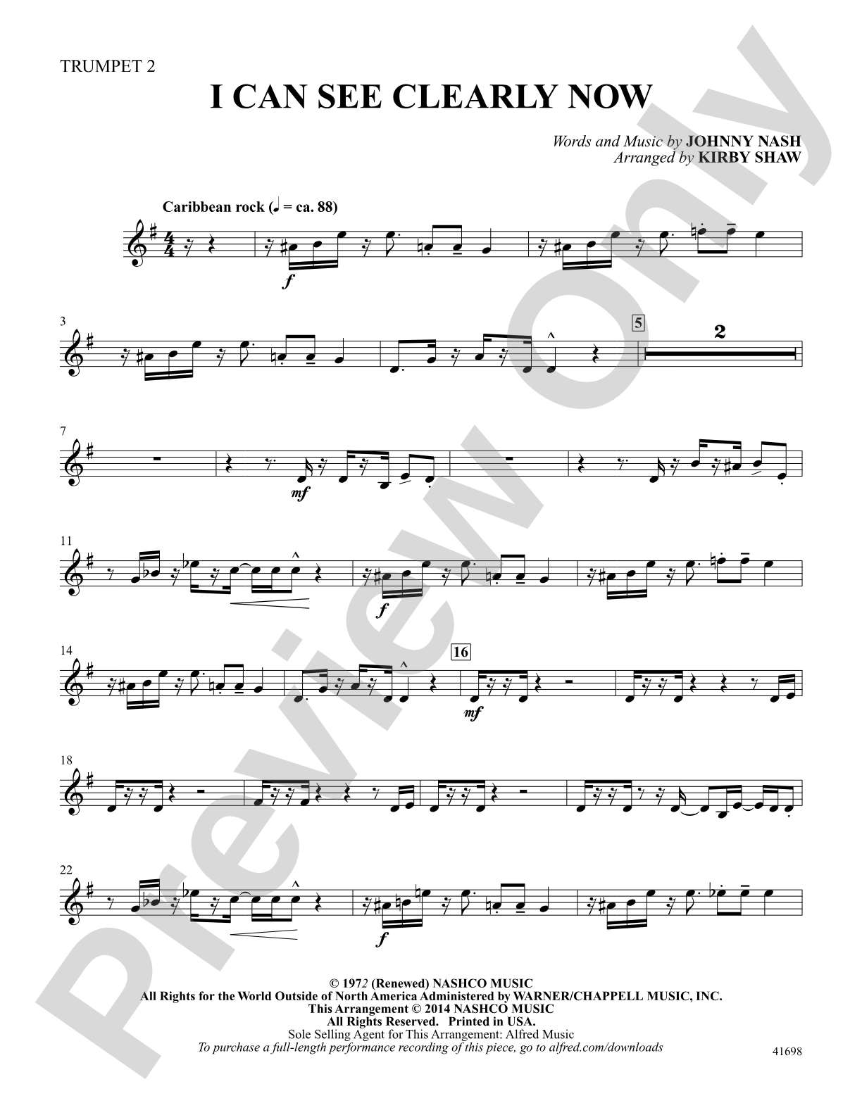 I Can See Clearly Now: Trumpet 2: Choral SoundPax