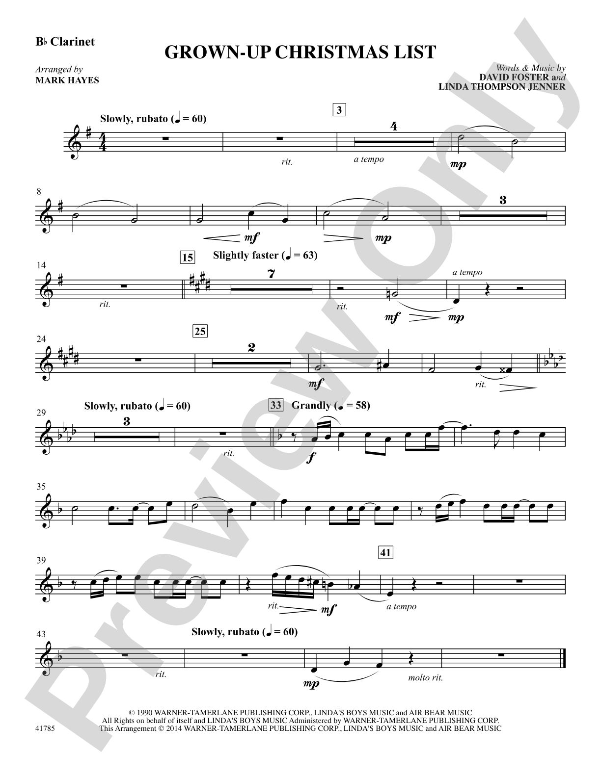 Grown-Up Christmas List: Clarinet in Bb: Choral SoundPax