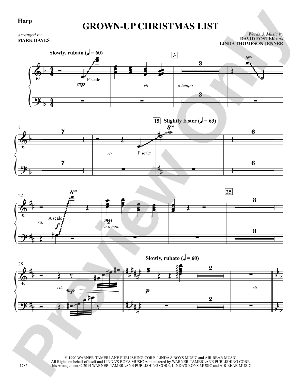 Grown-Up Christmas List: Harp: Choral SoundPax