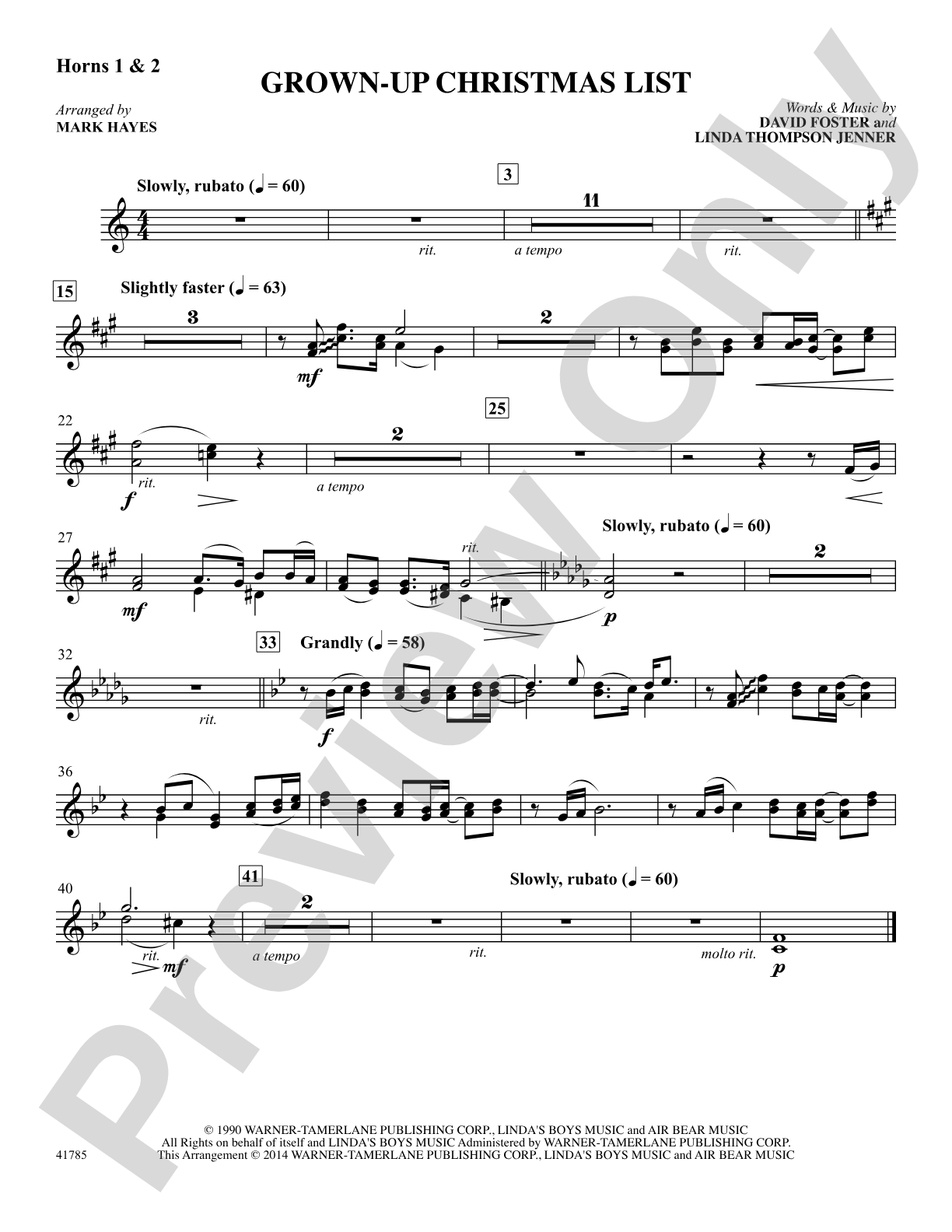 Grown-Up Christmas List: Horn 1: Choral SoundPax