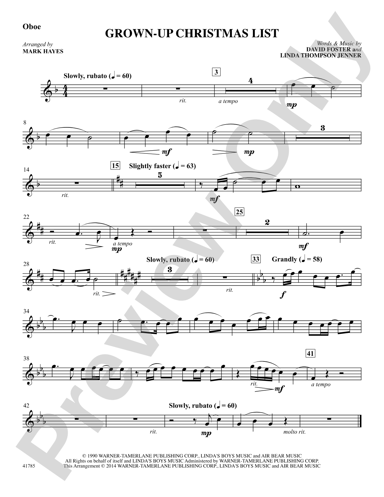 Grown-Up Christmas List: Oboe: Choral SoundPax