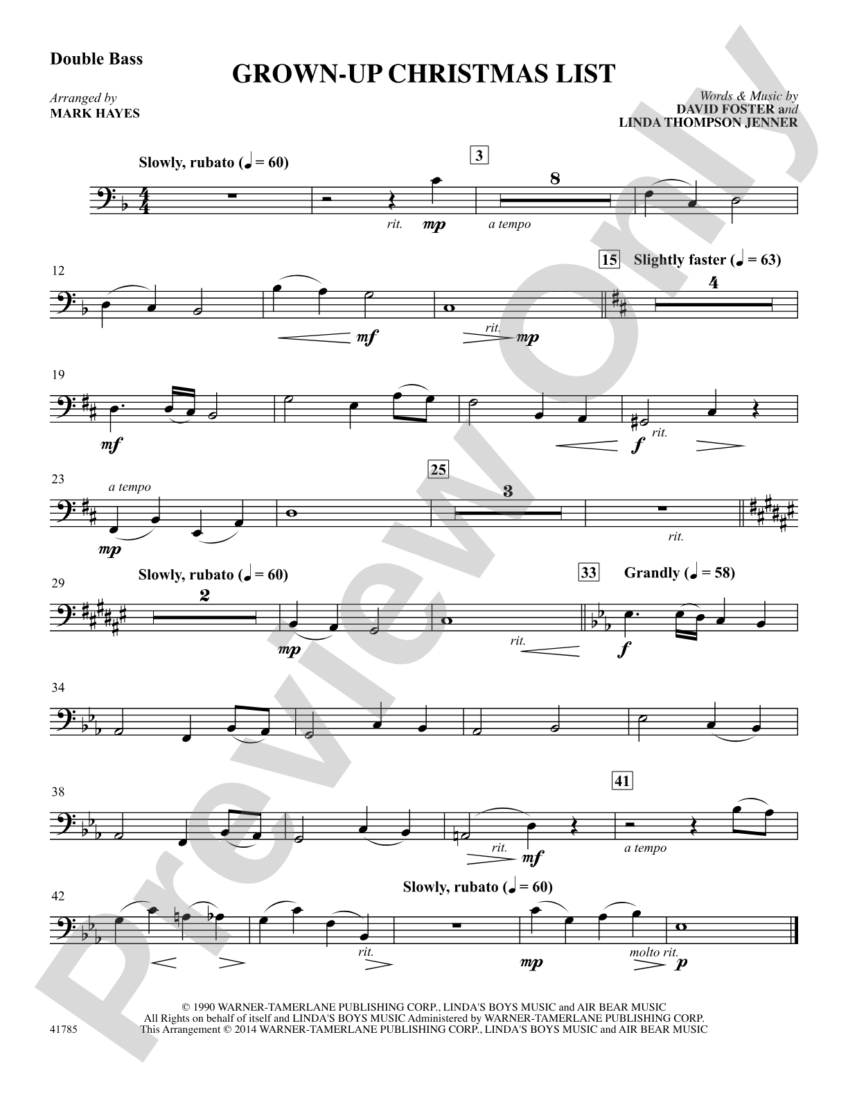 Grown-Up Christmas List: Bass: Choral SoundPax