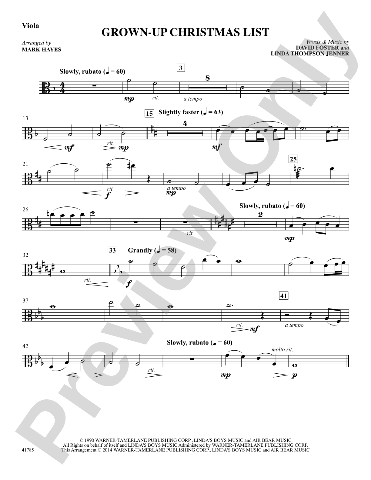 Grown-Up Christmas List: Viola: Choral SoundPax