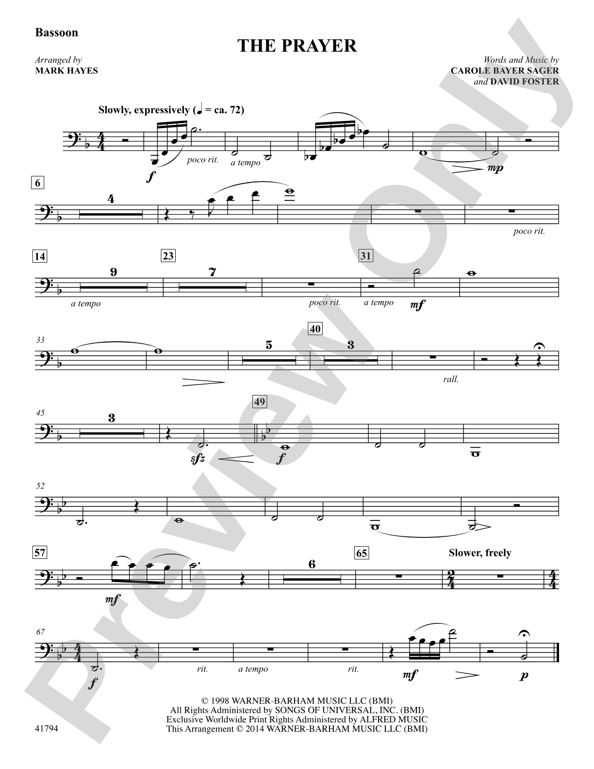 The Prayer: Bassoon: Choral SoundPax
