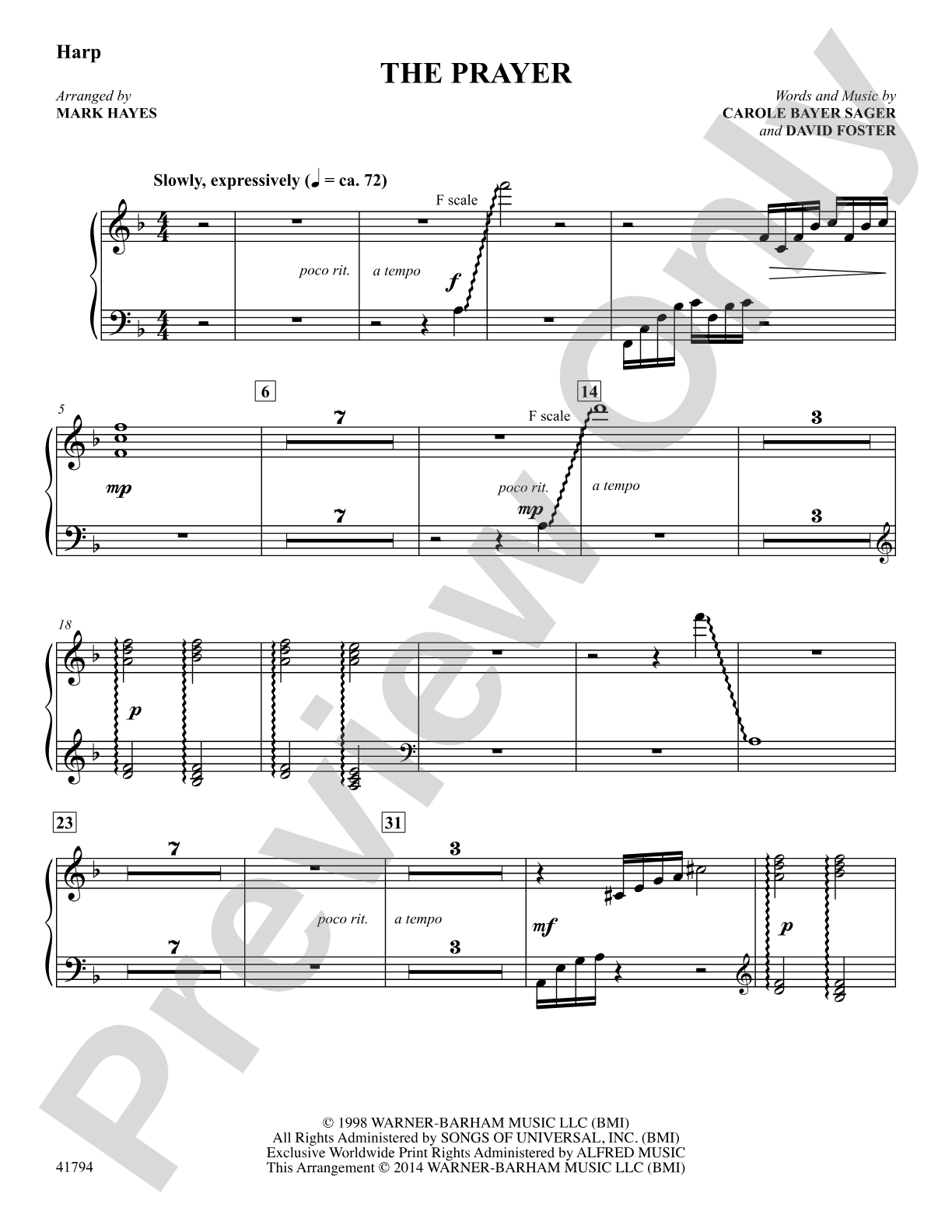 The Prayer: Harp: Choral SoundPax