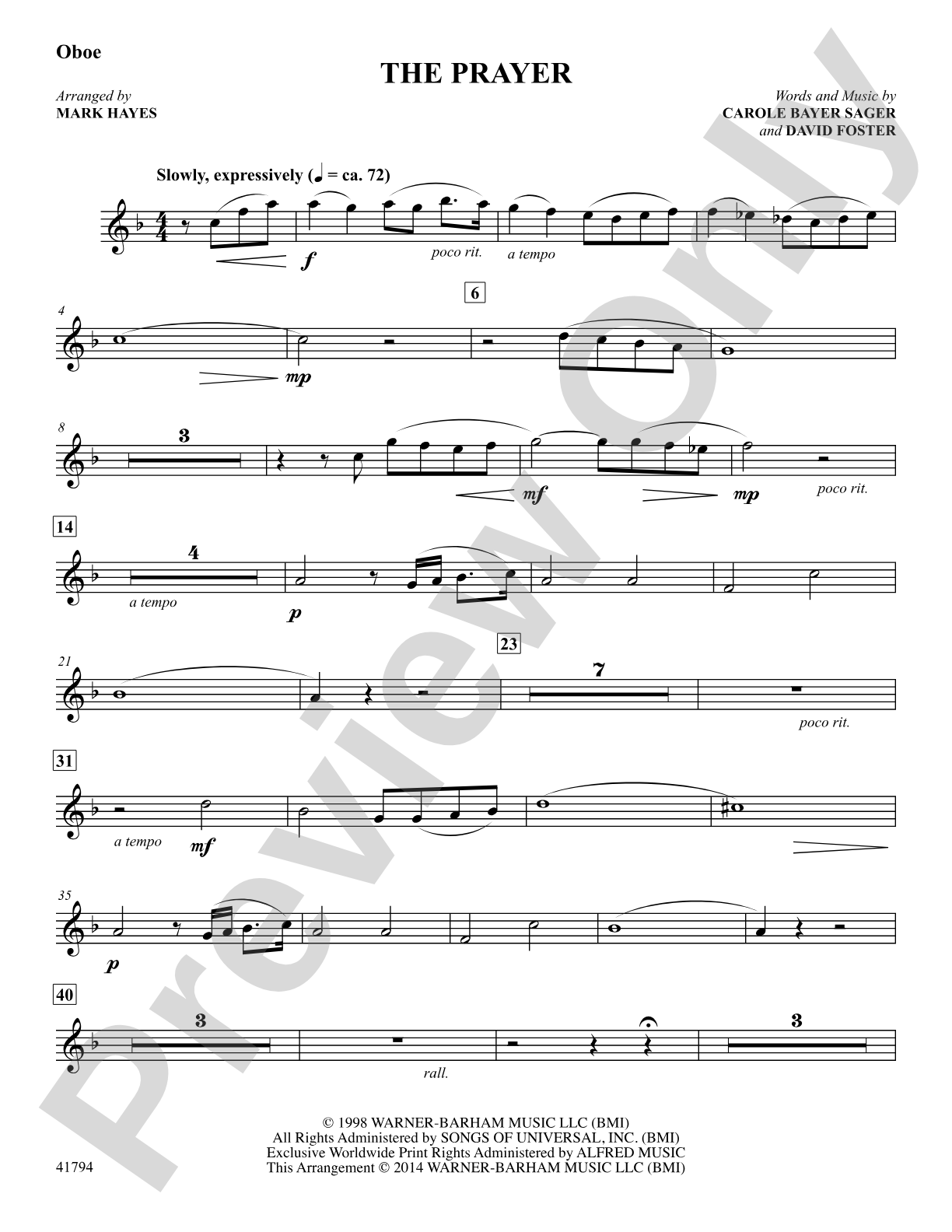 The Prayer: Oboe: Choral SoundPax