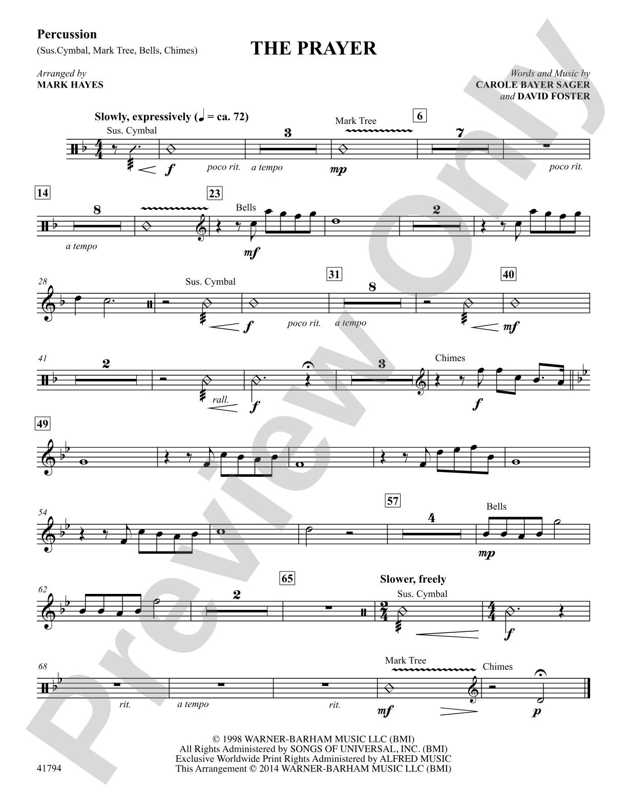 The Prayer: Percussion: Choral SoundPax