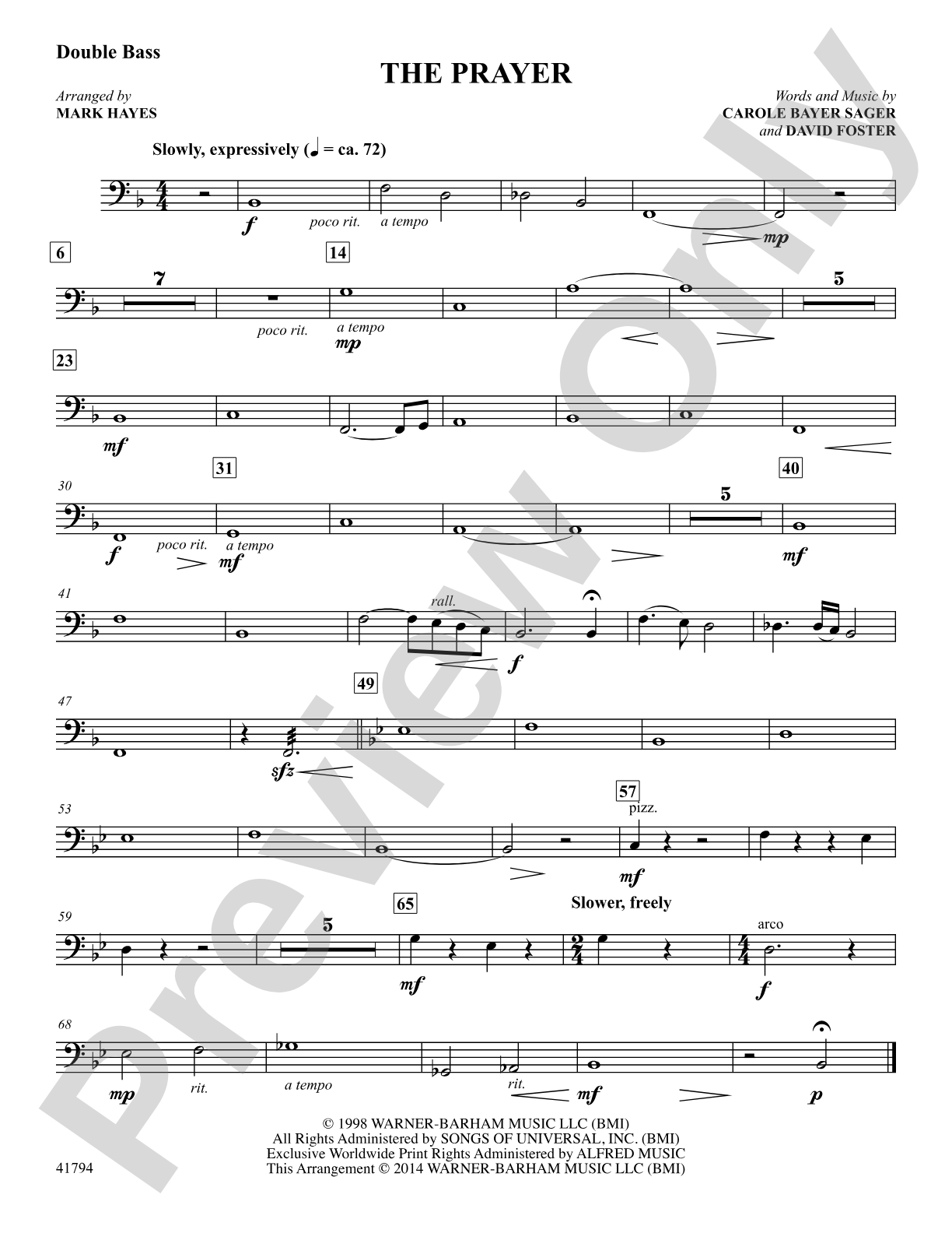 The Prayer: Bass: Choral SoundPax