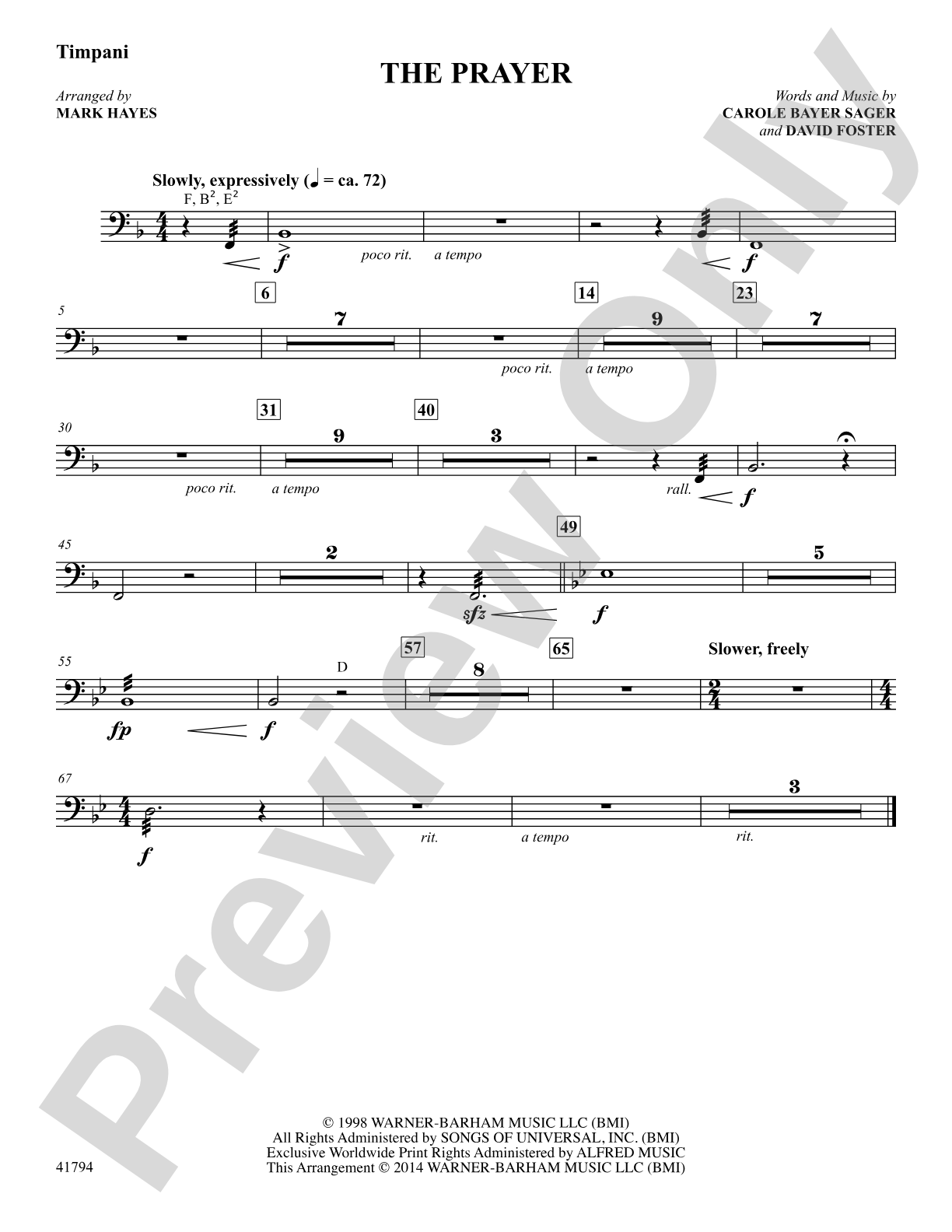 The Prayer: Timpani: Choral SoundPax