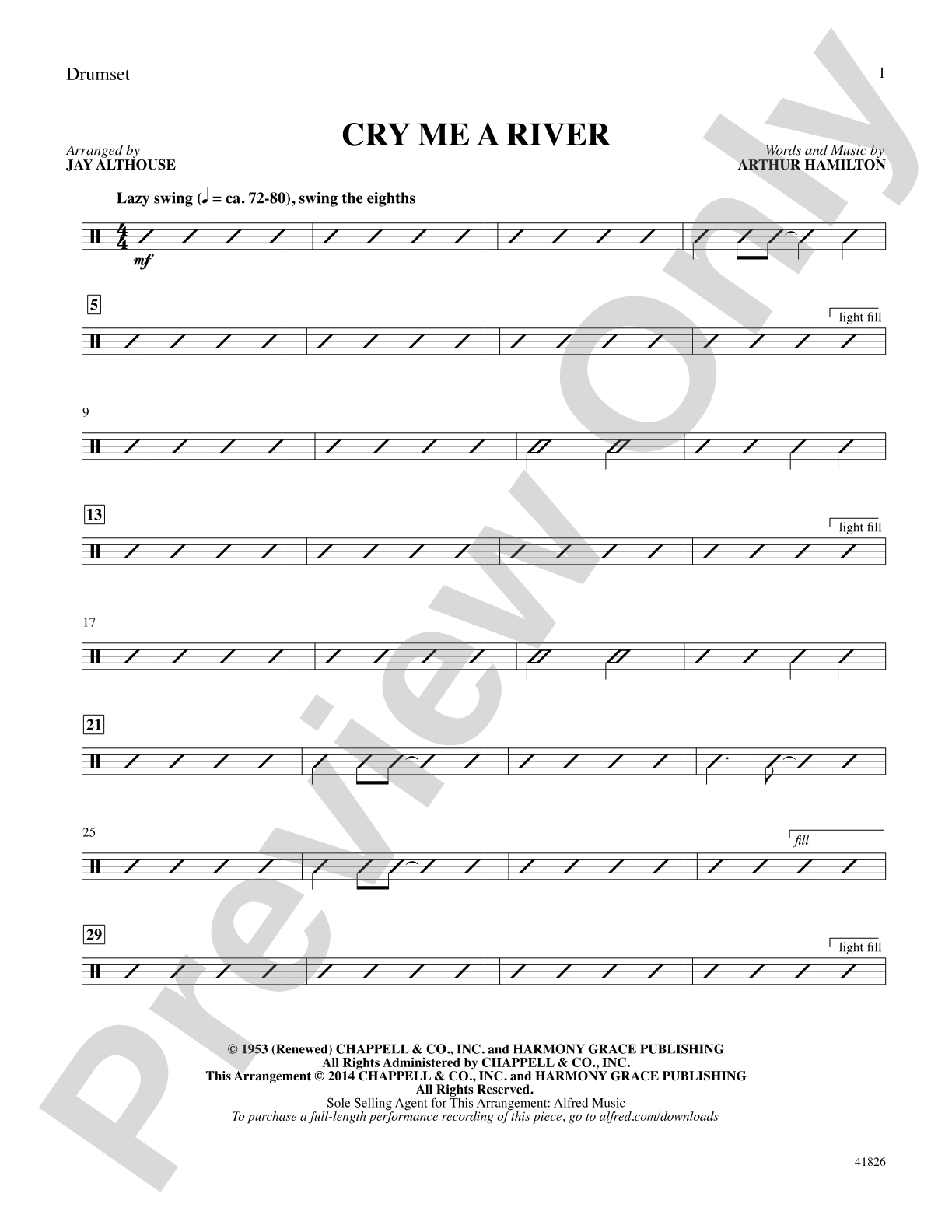 Cry Me a River: Drumset: Choral SoundPax