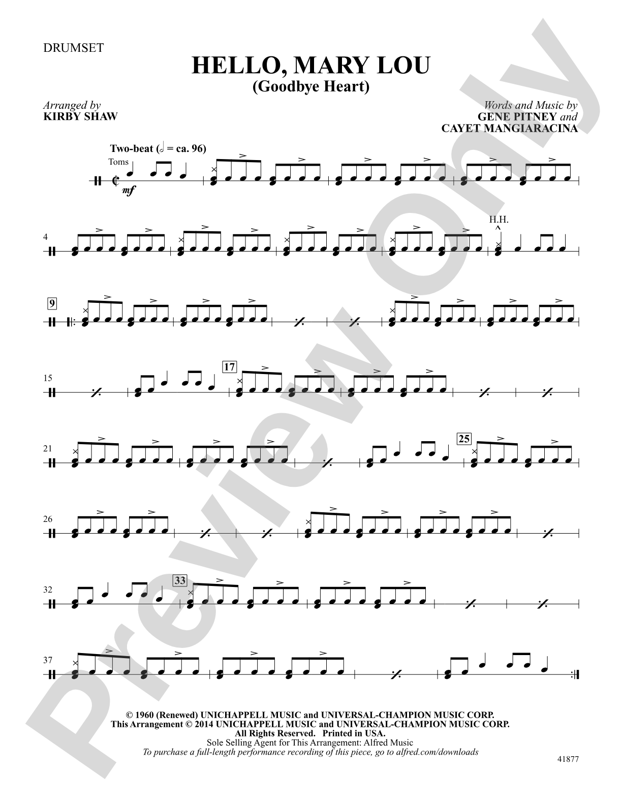 Hello, Mary Lou: Drumset: Choral SoundPax