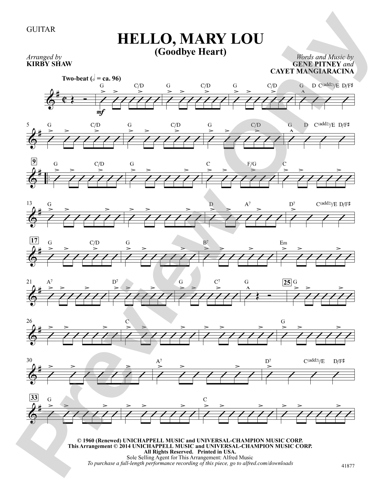 Hello, Mary Lou: Guitar: Choral SoundPax
