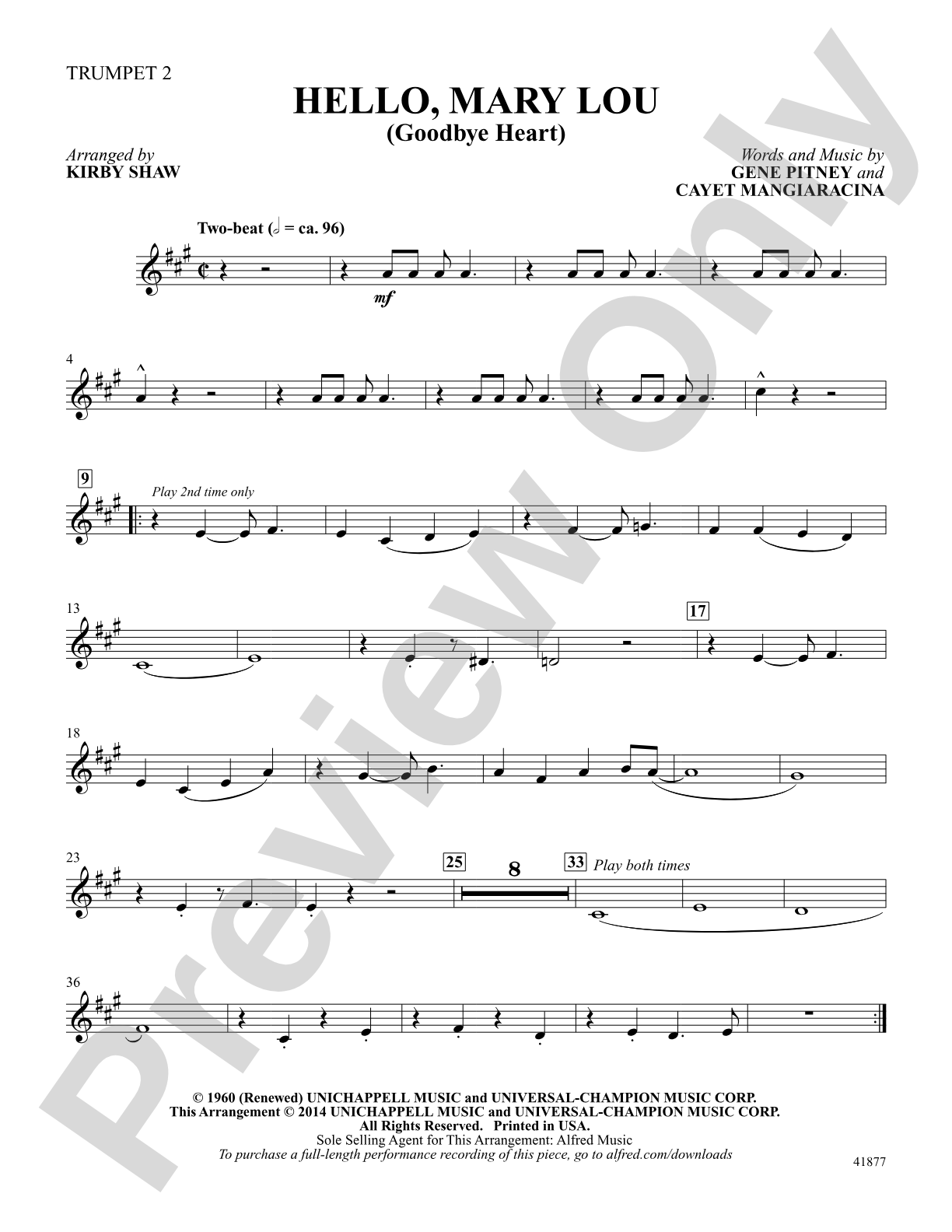 Hello, Mary Lou: Trumpet 2: Choral SoundPax