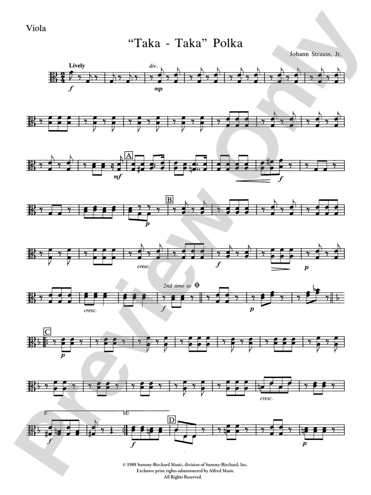 "Taka Taka" Polka and "Happy Times" Polka: Viola