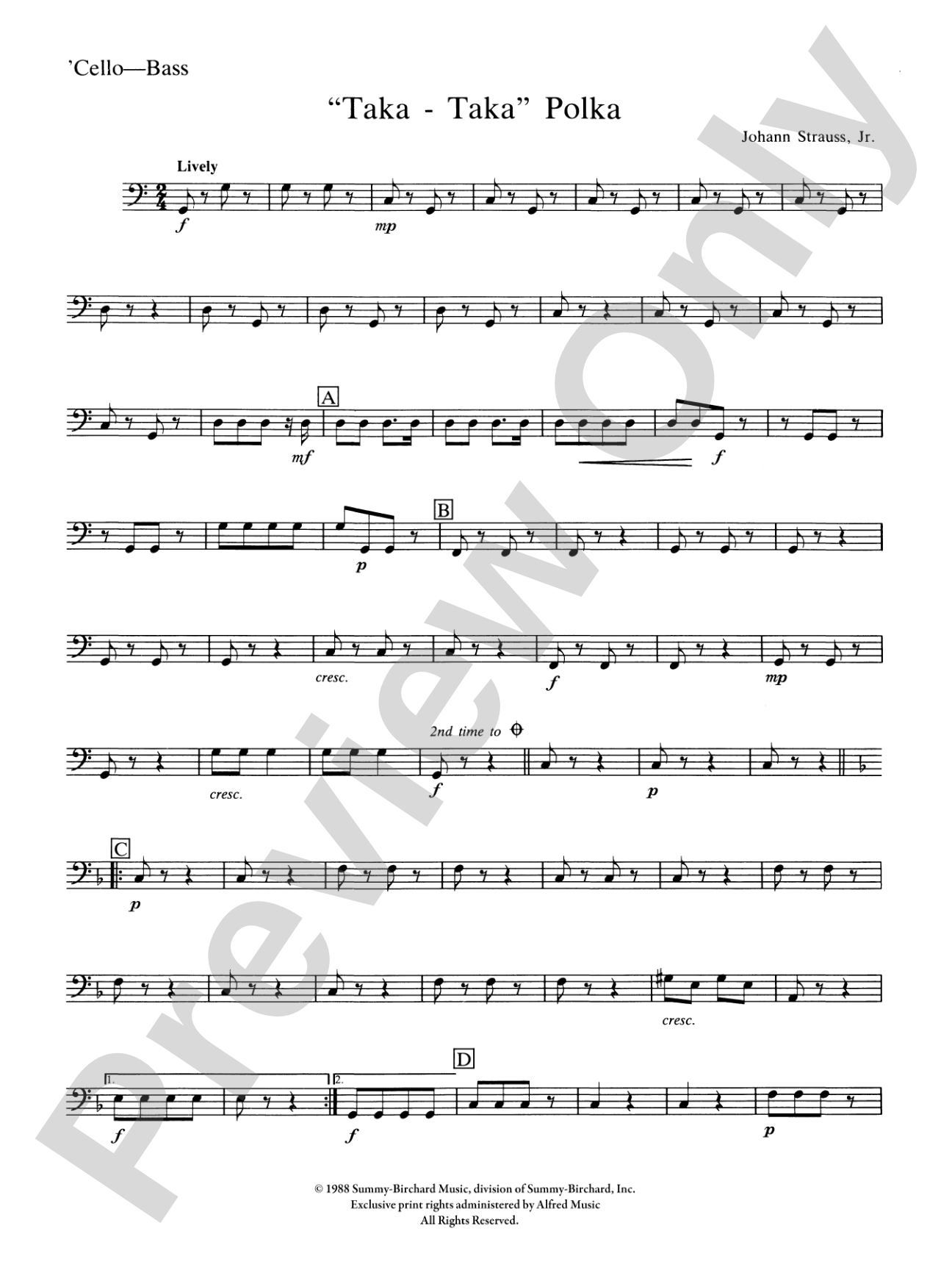 "Taka Taka" Polka and "Happy Times" Polka: Cello