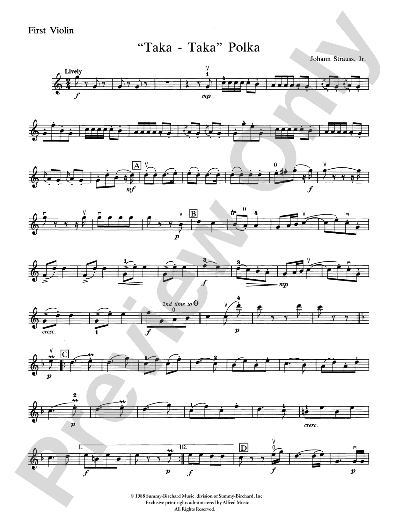 "Taka Taka" Polka and "Happy Times" Polka: 1st Violin