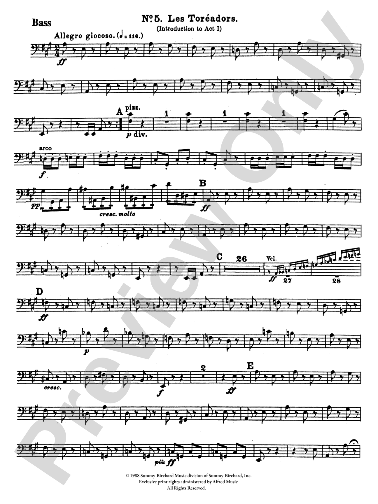 The Toreadors from Carmen: String Bass
