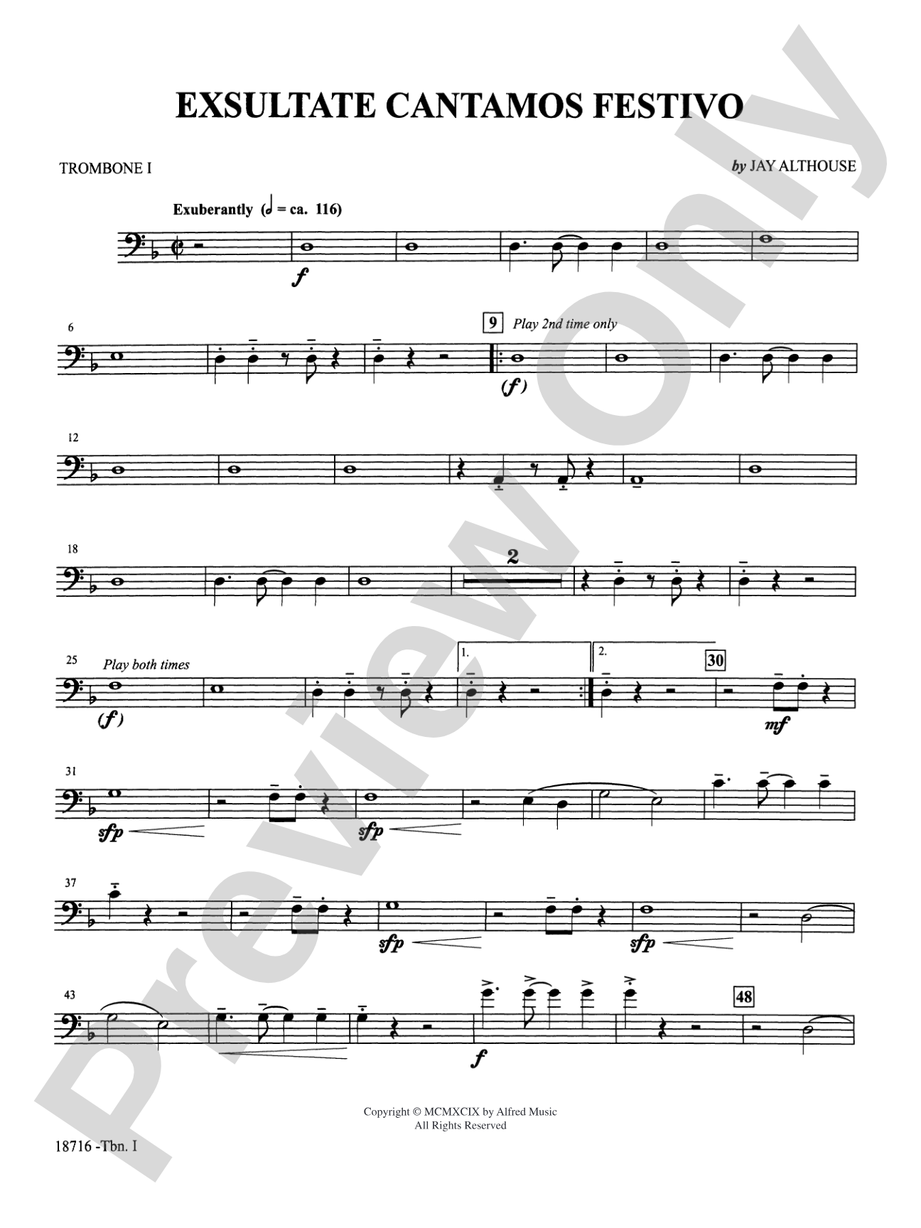 Exsultate Cantamos Festivo: 1st Trombone