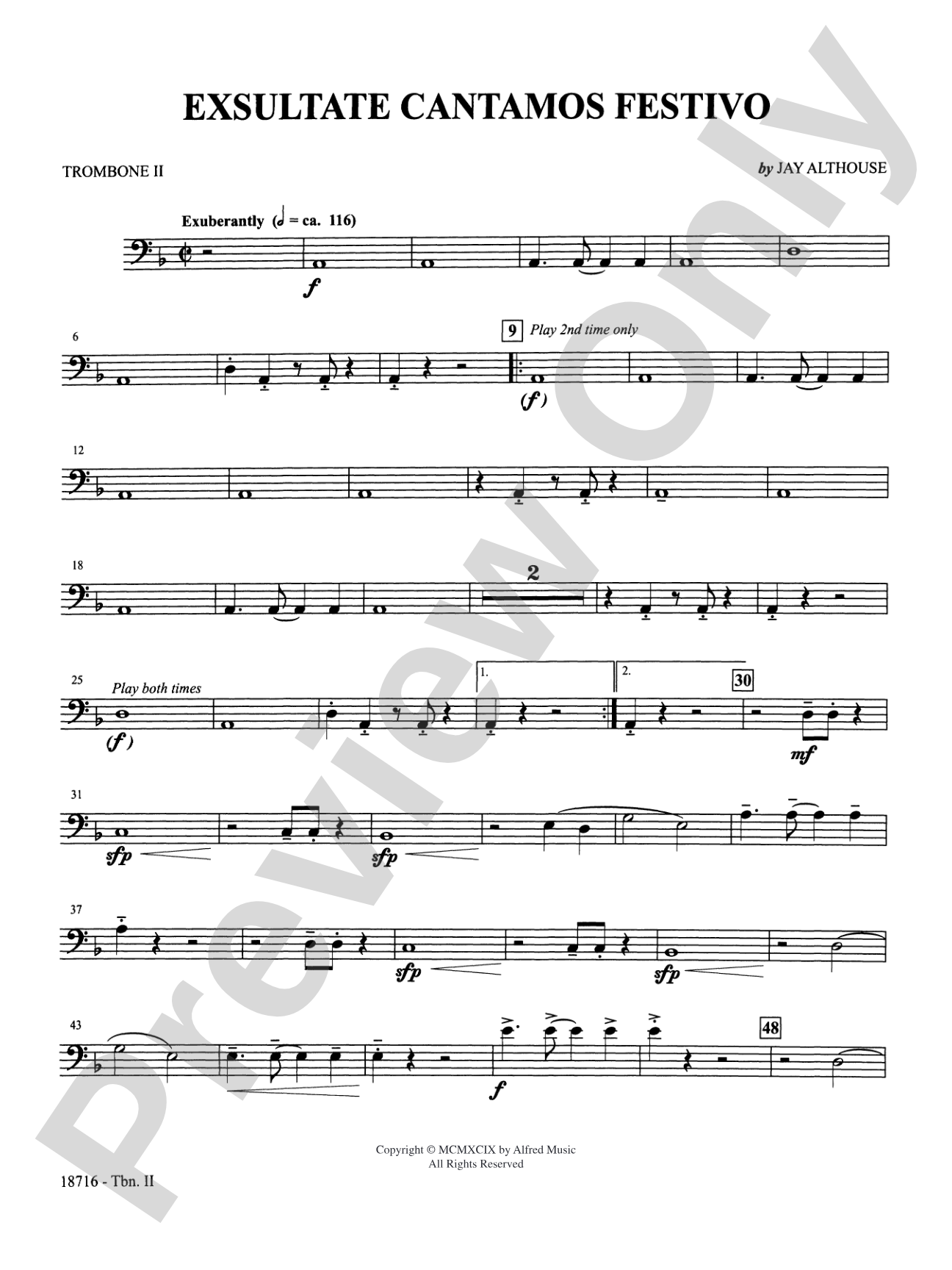 Exsultate Cantamos Festivo: 2nd Trombone