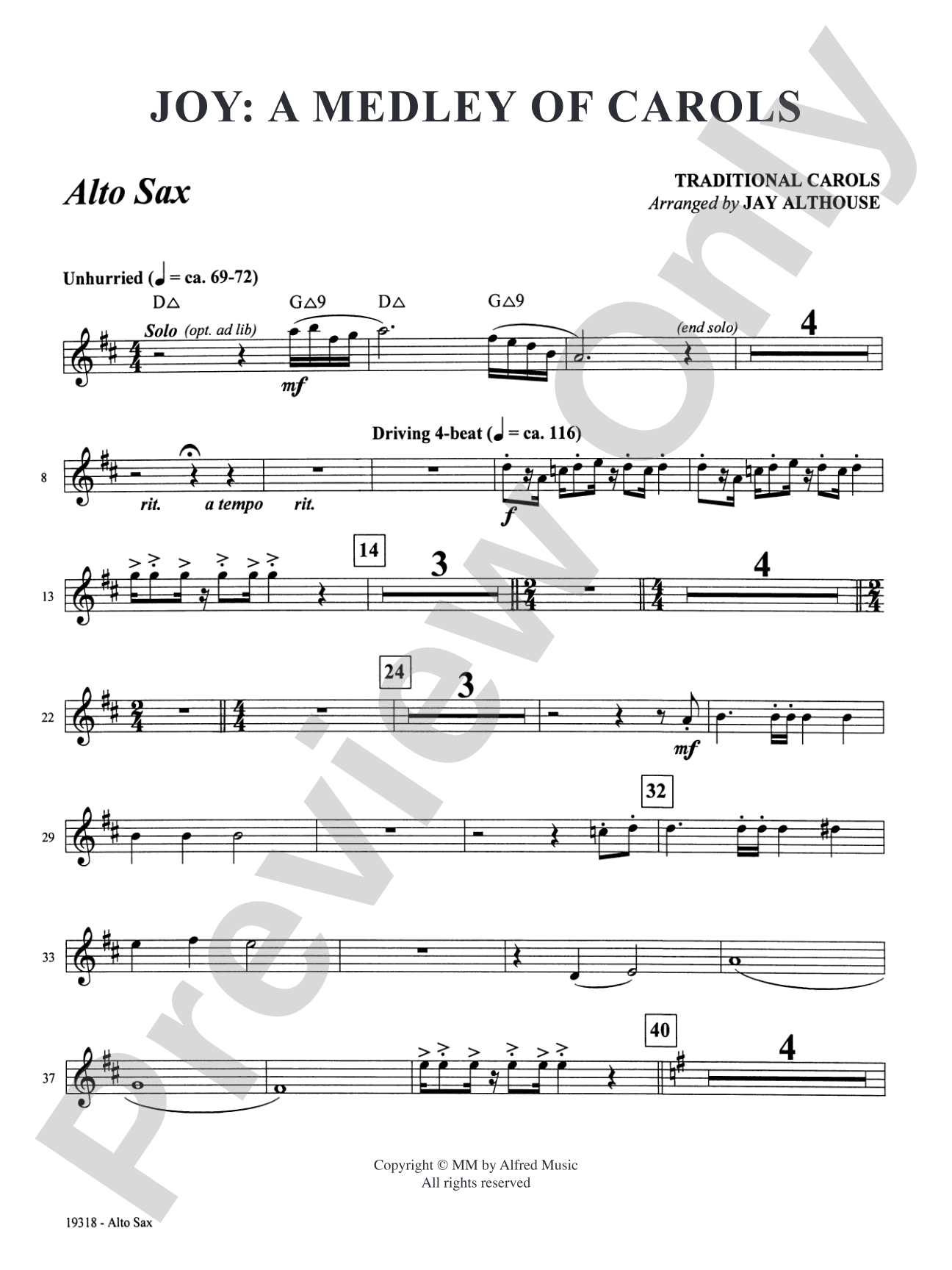 Joy: A Medley of Carols: E-flat Alto Saxophone