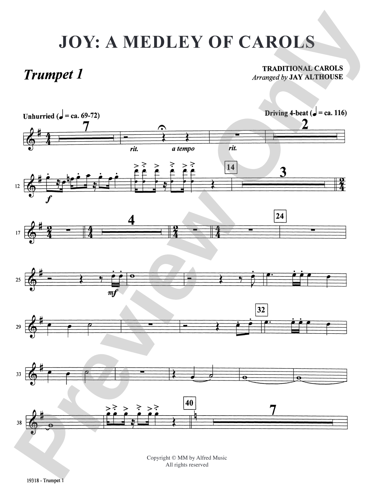 Joy: A Medley of Carols: 1st B-flat Trumpet