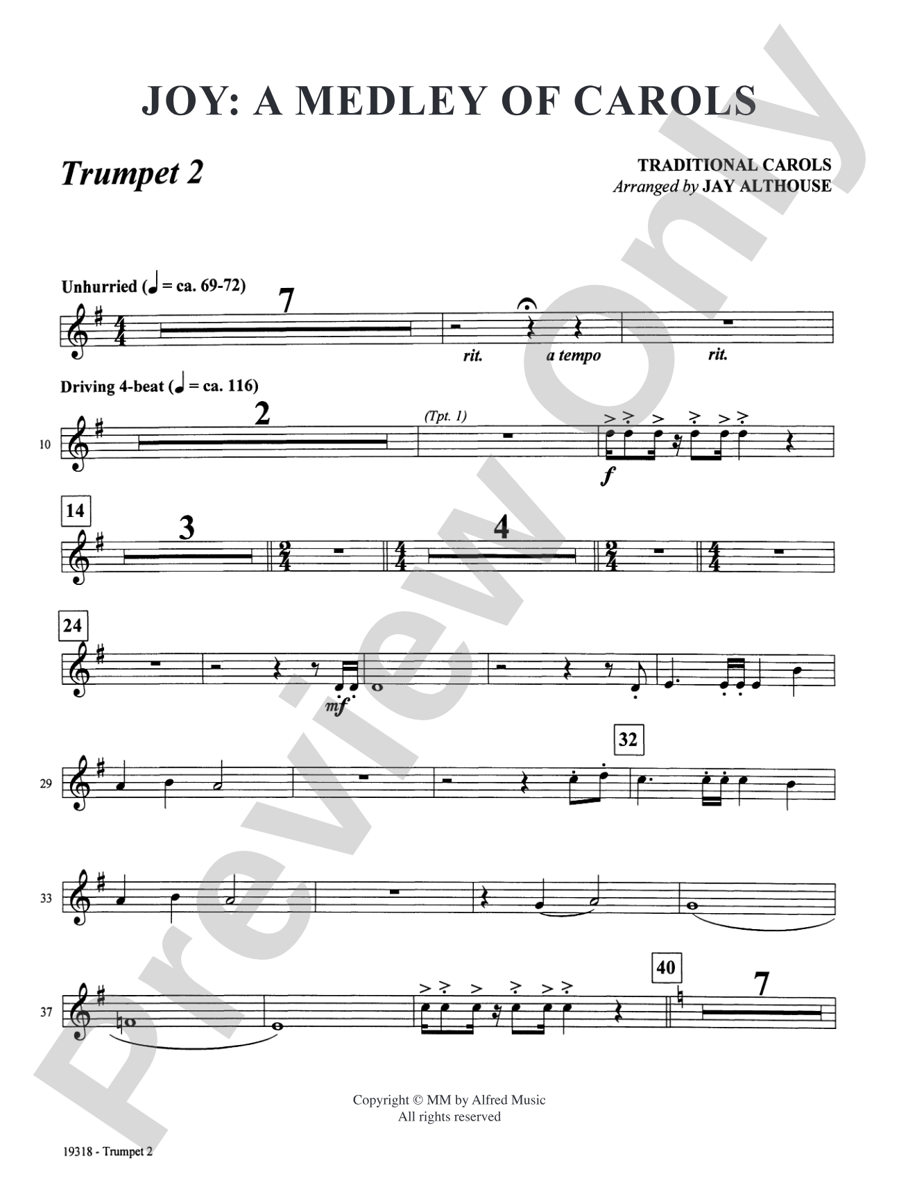 Joy: A Medley of Carols: 2nd B-flat Trumpet