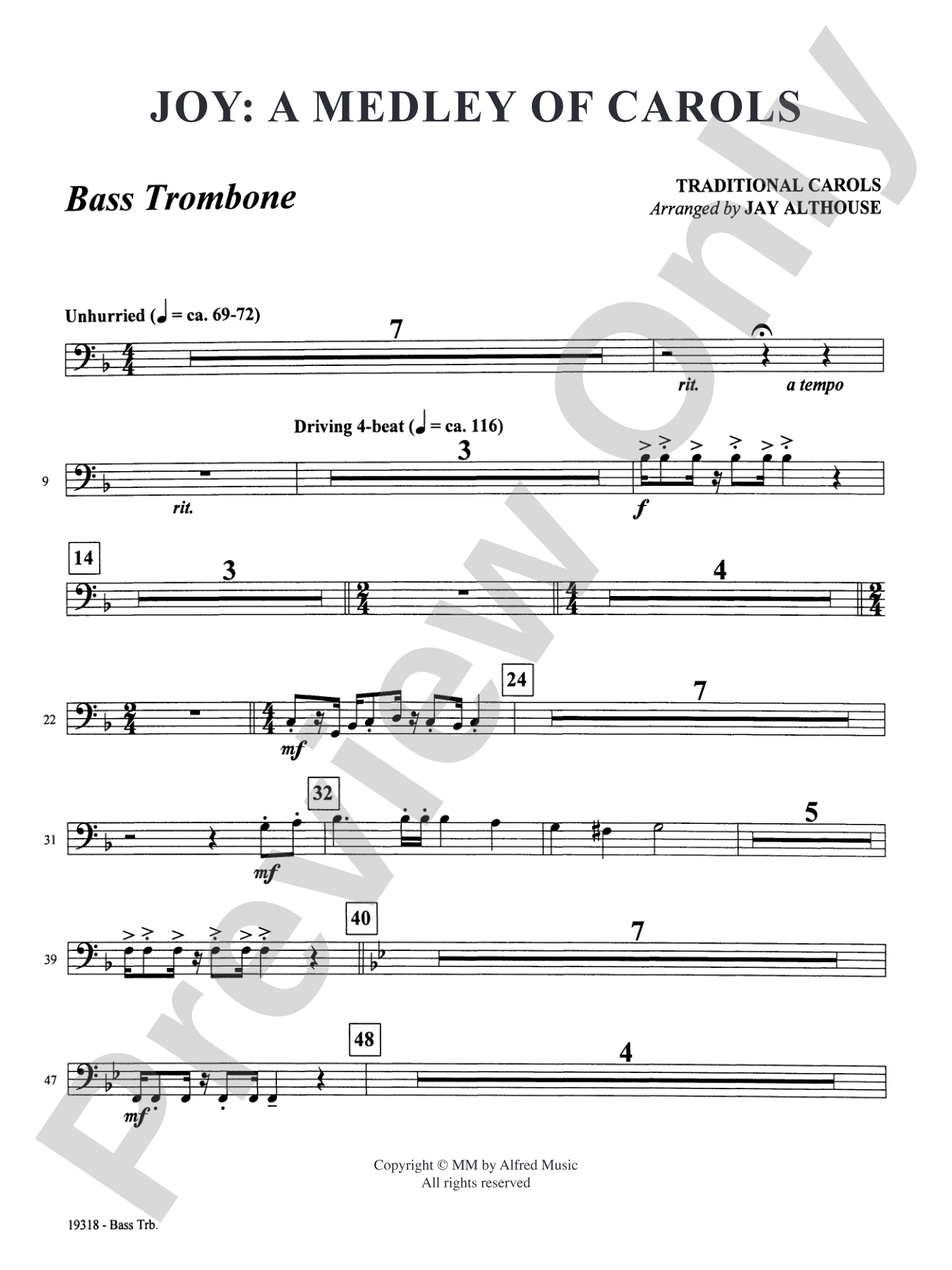 Joy: A Medley of Carols: 4th Trombone