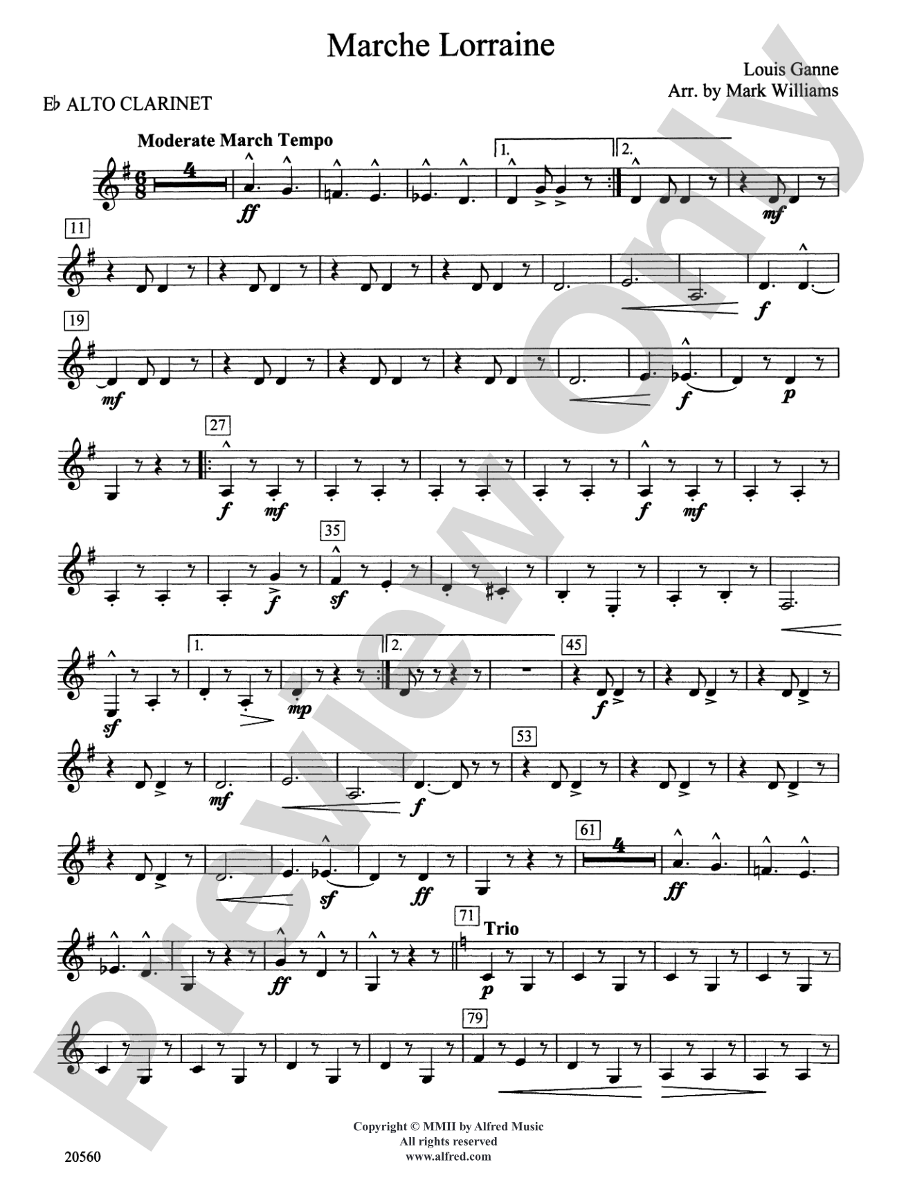 Marche Lorraine: E-flat Alto Clarinet