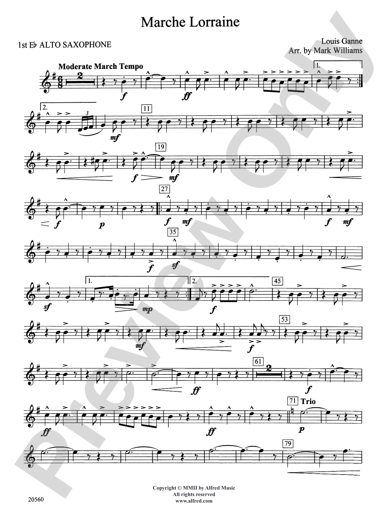 Marche Lorraine: E-flat Alto Saxophone