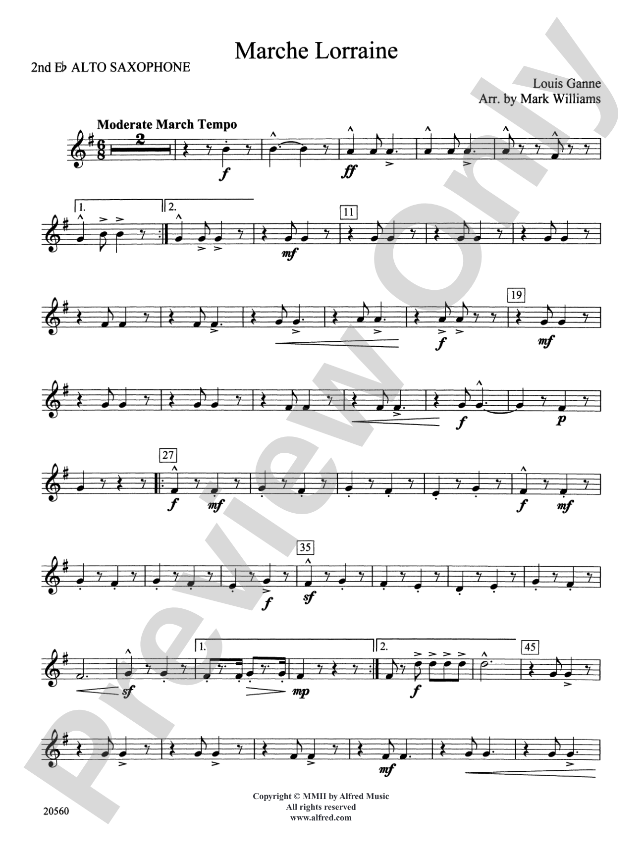 Marche Lorraine: 2nd E-flat Alto Saxophone