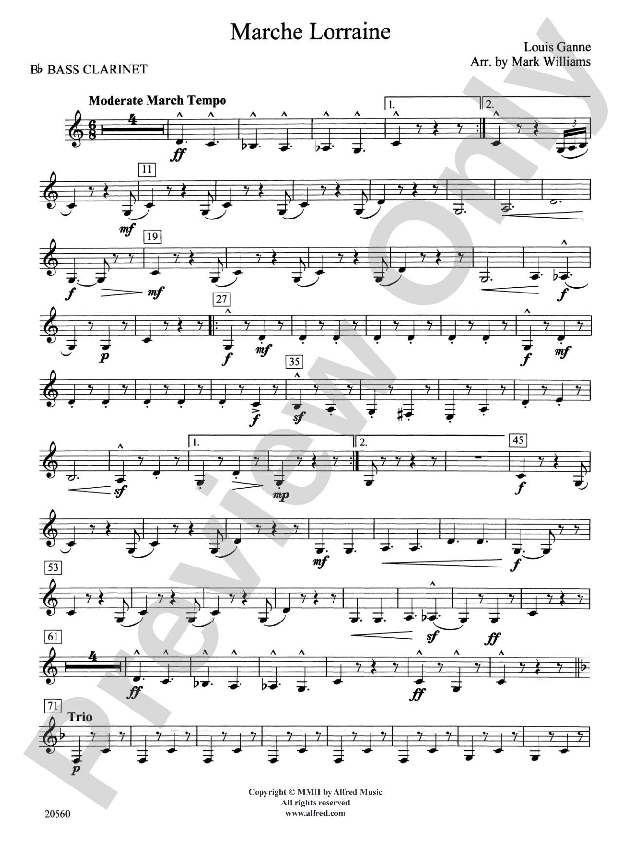 Marche Lorraine: B-flat Bass Clarinet