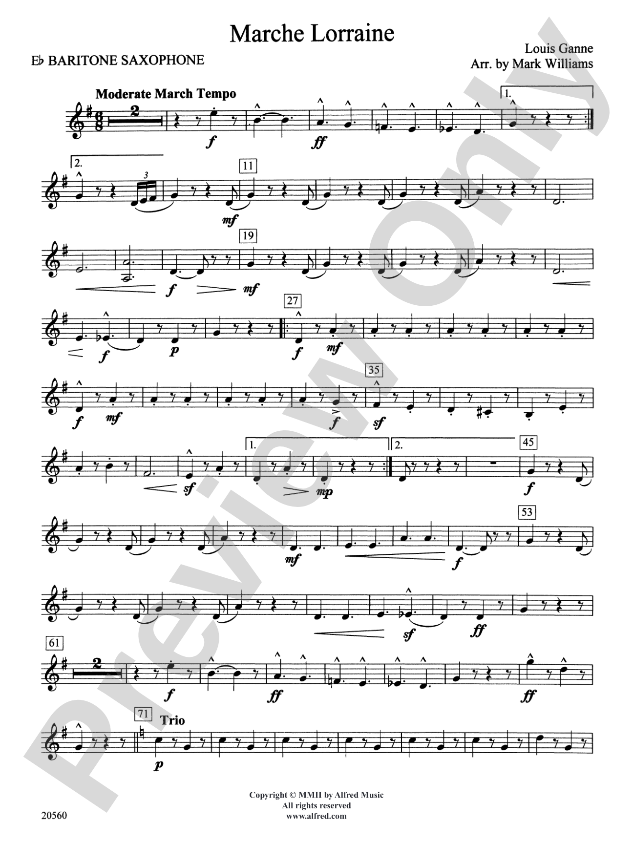 Marche Lorraine: E-flat Baritone Saxophone