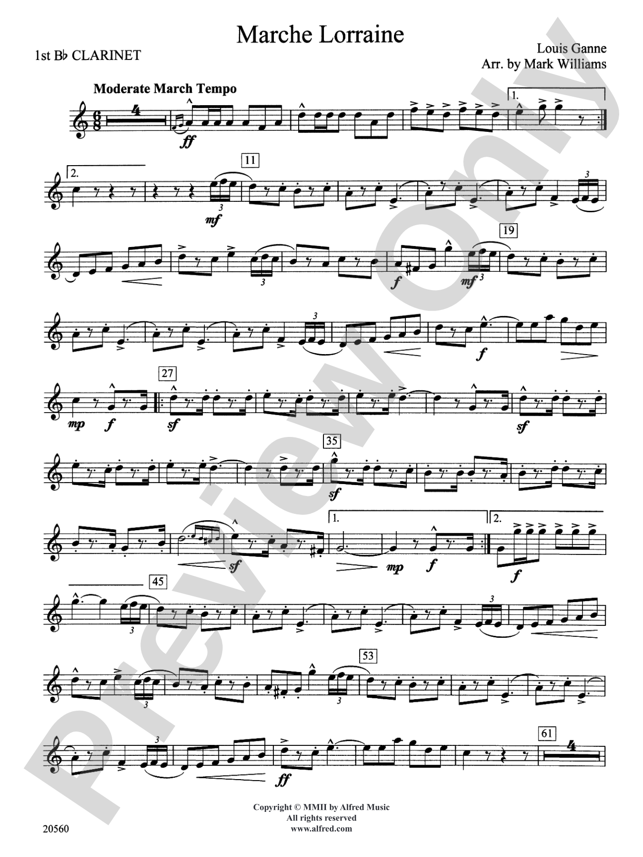 Marche Lorraine: 1st B-flat Clarinet